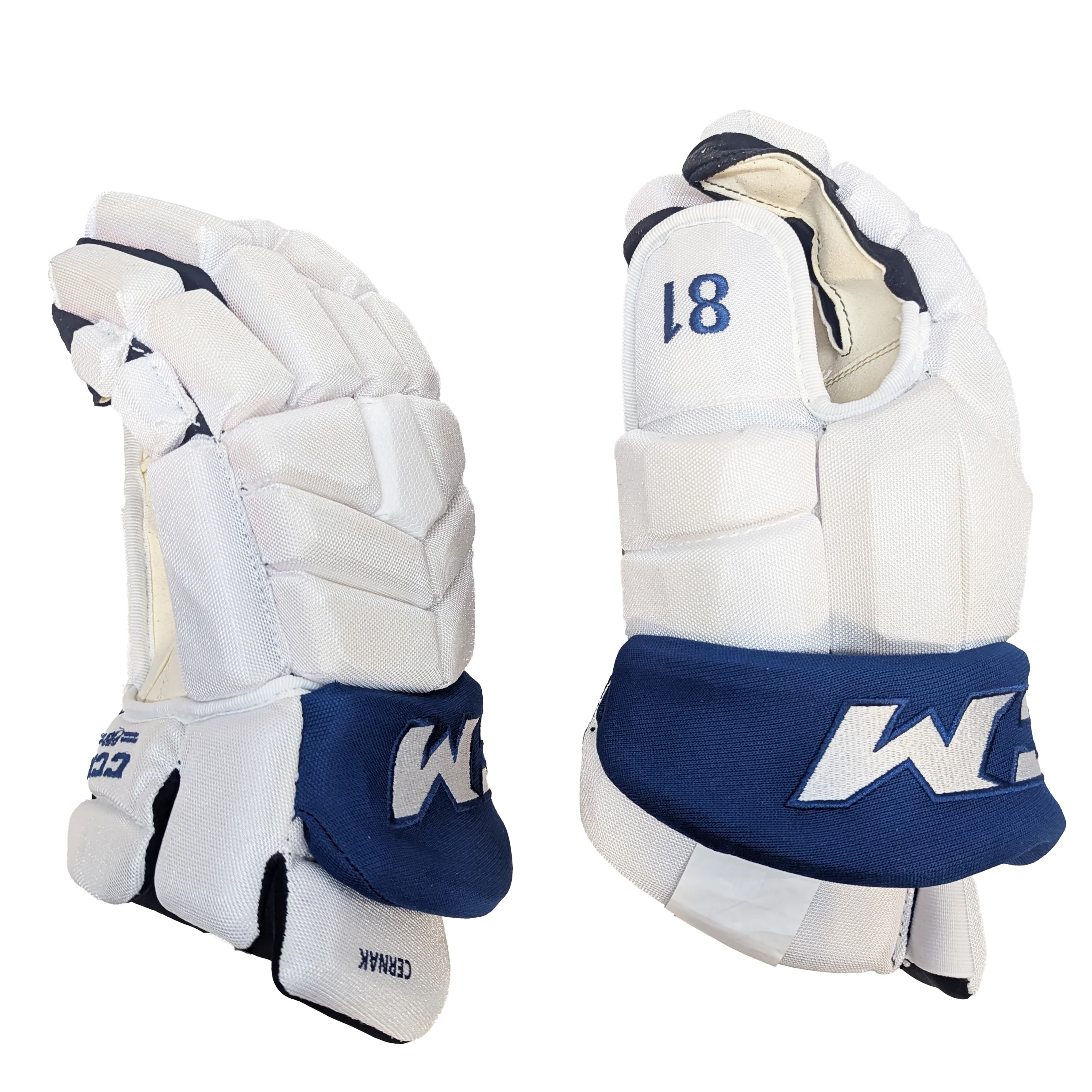 CCM HGTK - NHL Pro Stock Glove - Erik Černák (White/Blue) - Image 2