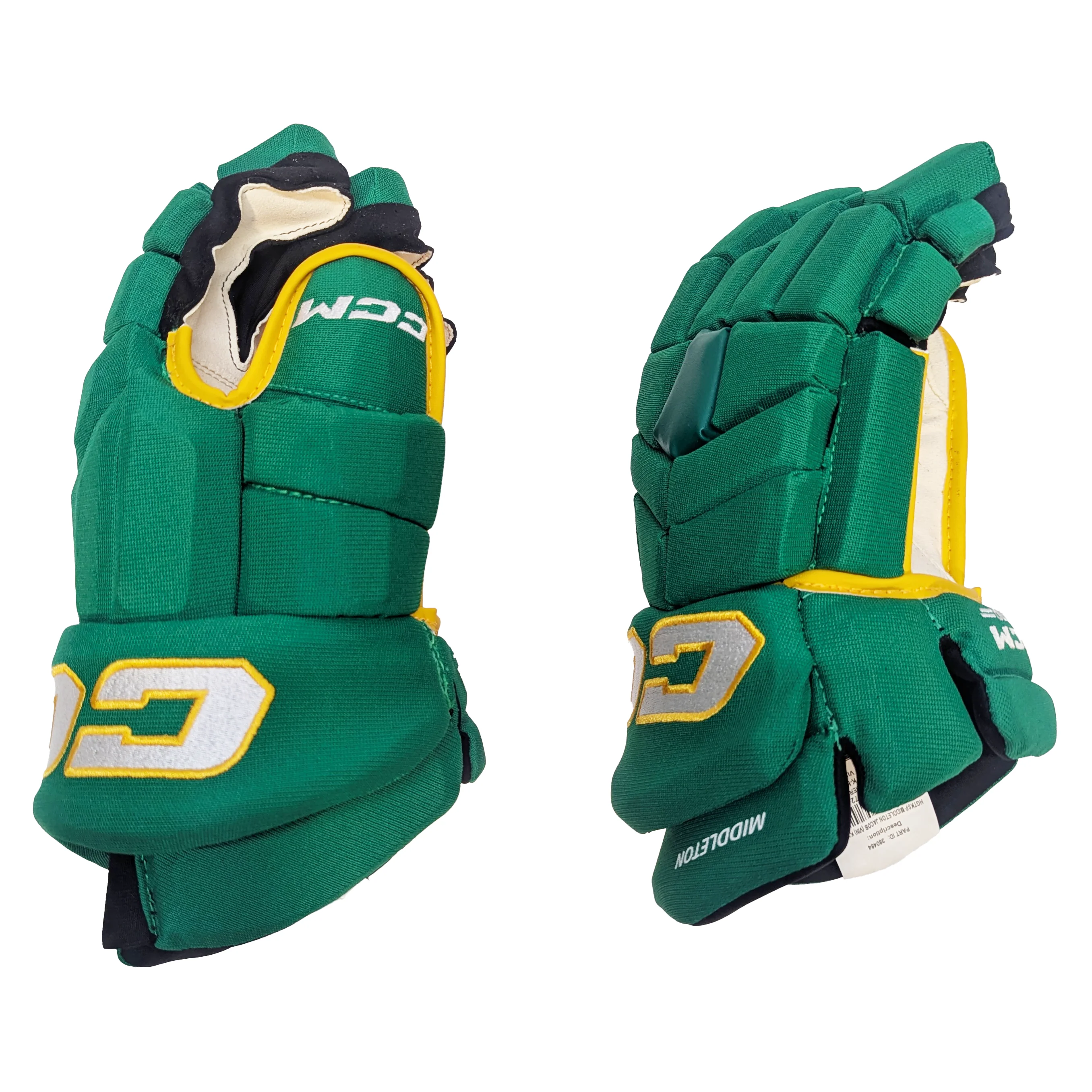 CCM HGTK - NHL Pro Stock Glove - Jacob Middleton (Green/Yellow) - Image 2