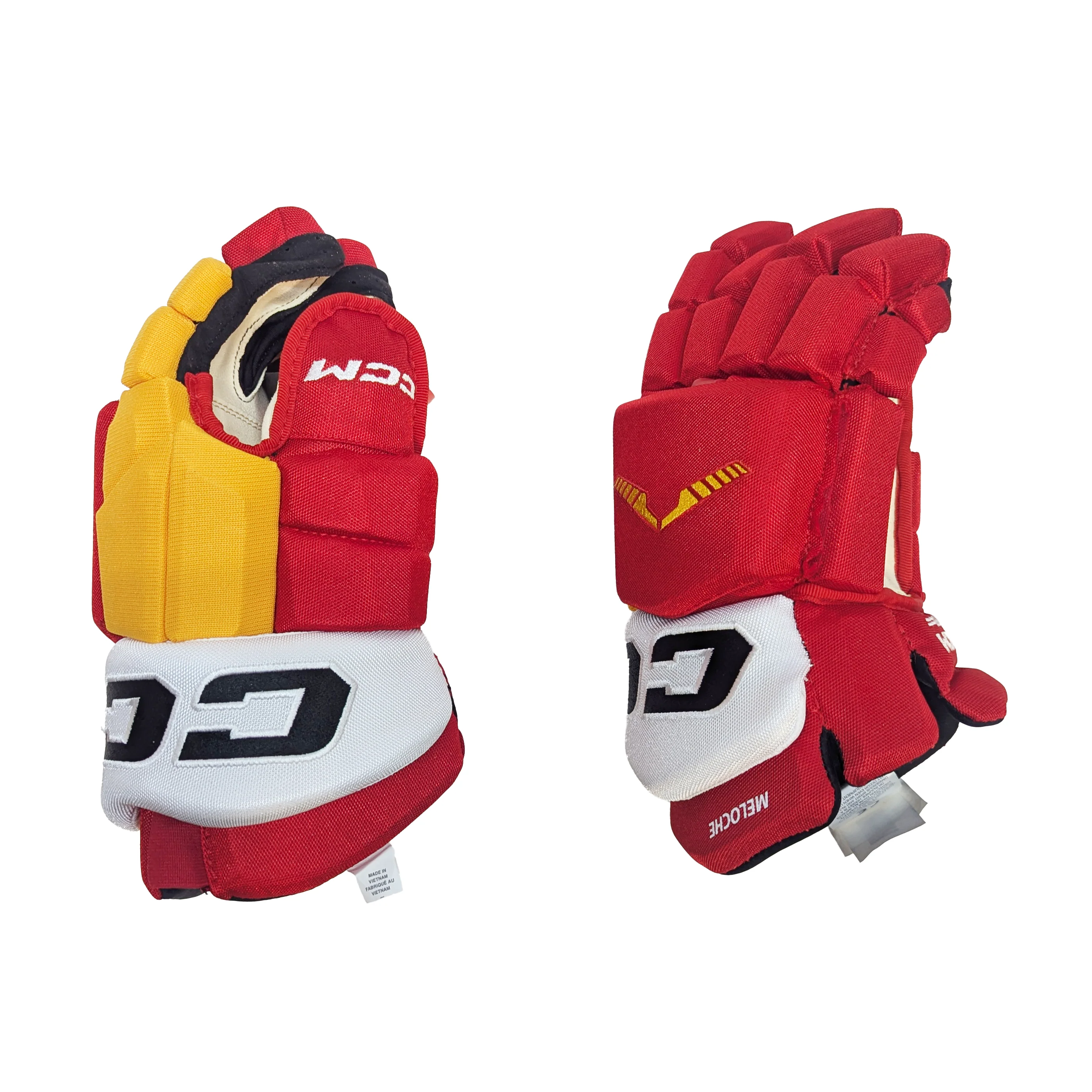 CCM HGTKPP - NHL Pro Stock Glove - Nicolas Meloche (Red/Yellow/White) - Image 2