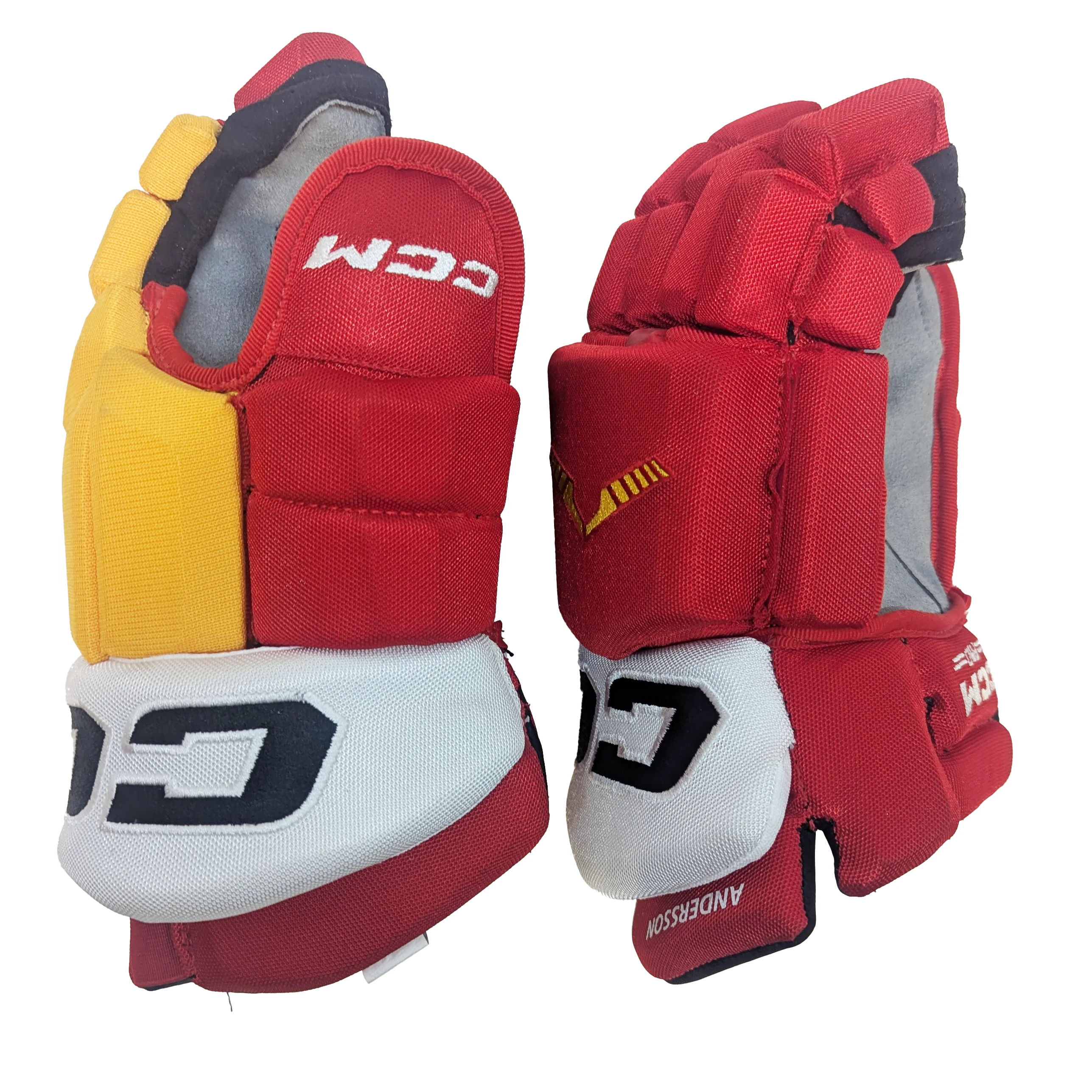 CCM HGTKPP- NHL Pro Stock Glove - Rasmus Andersson (Red/Yellow/White) - Image 2