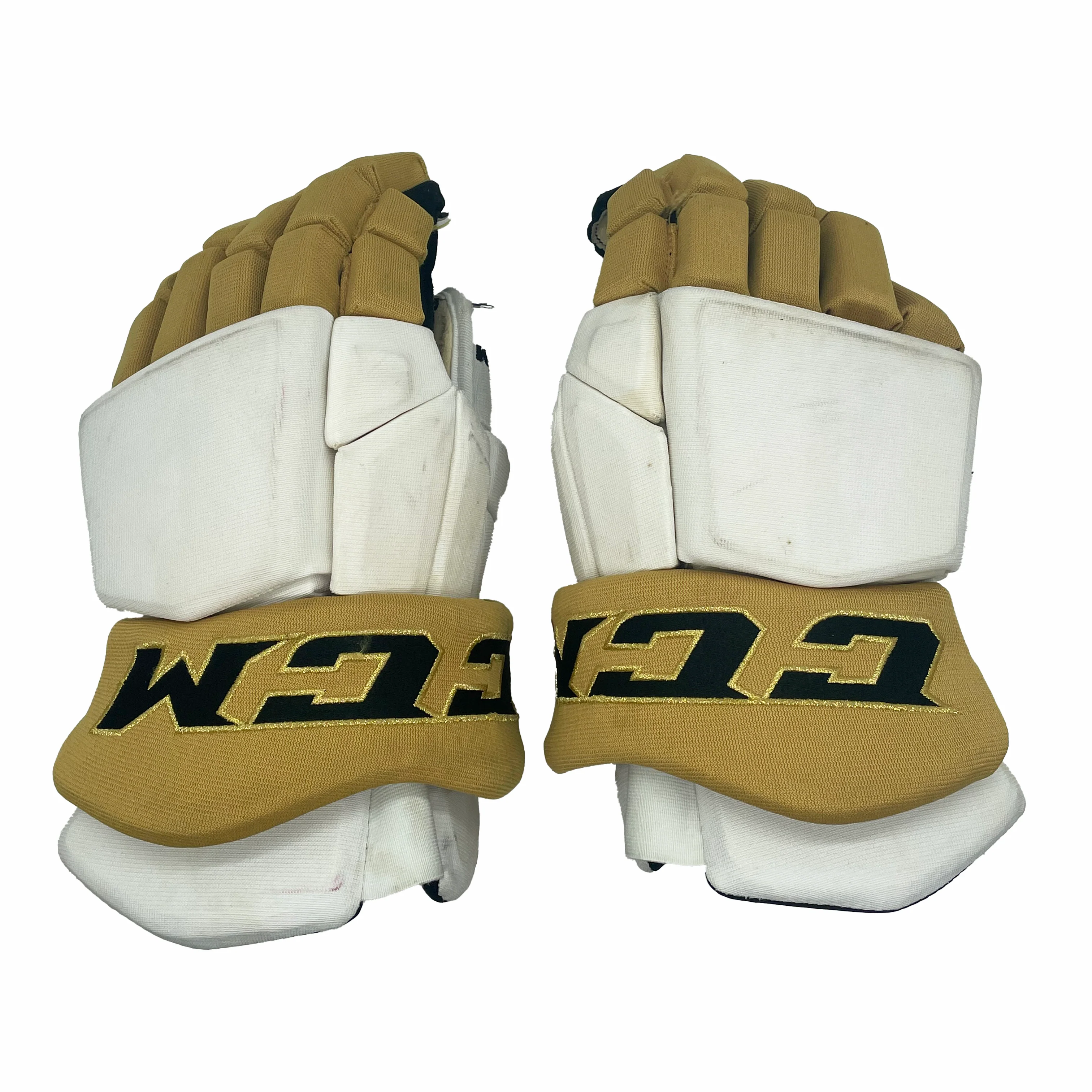 CCM HGTKPP - Used NHL Pro Stock Hockey Glove - Vegas Golden Knights (White/Gold)