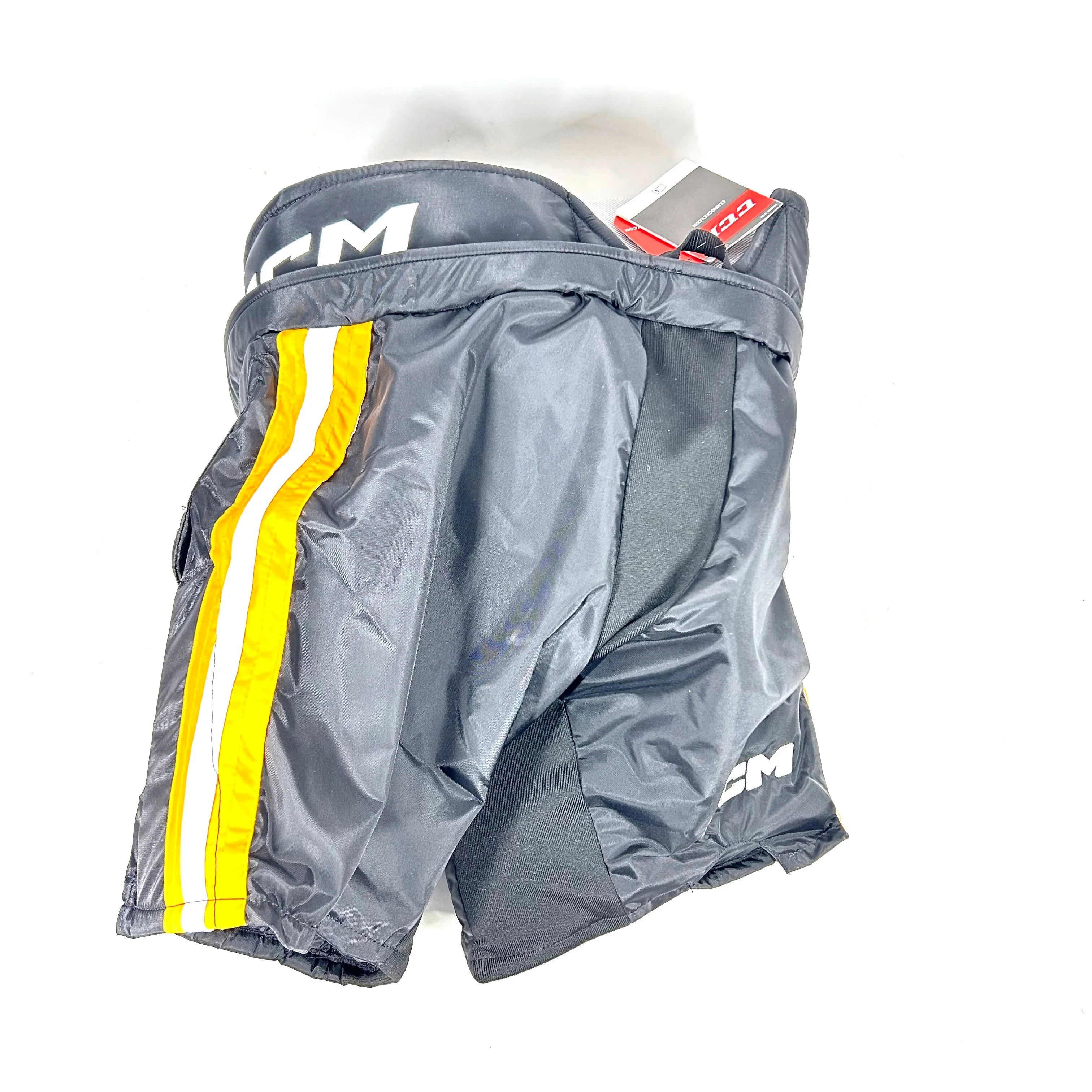 CCM HPG12A - Pro Stock Hockey Goalie Pants (Black/White/Yellow) - Image 2