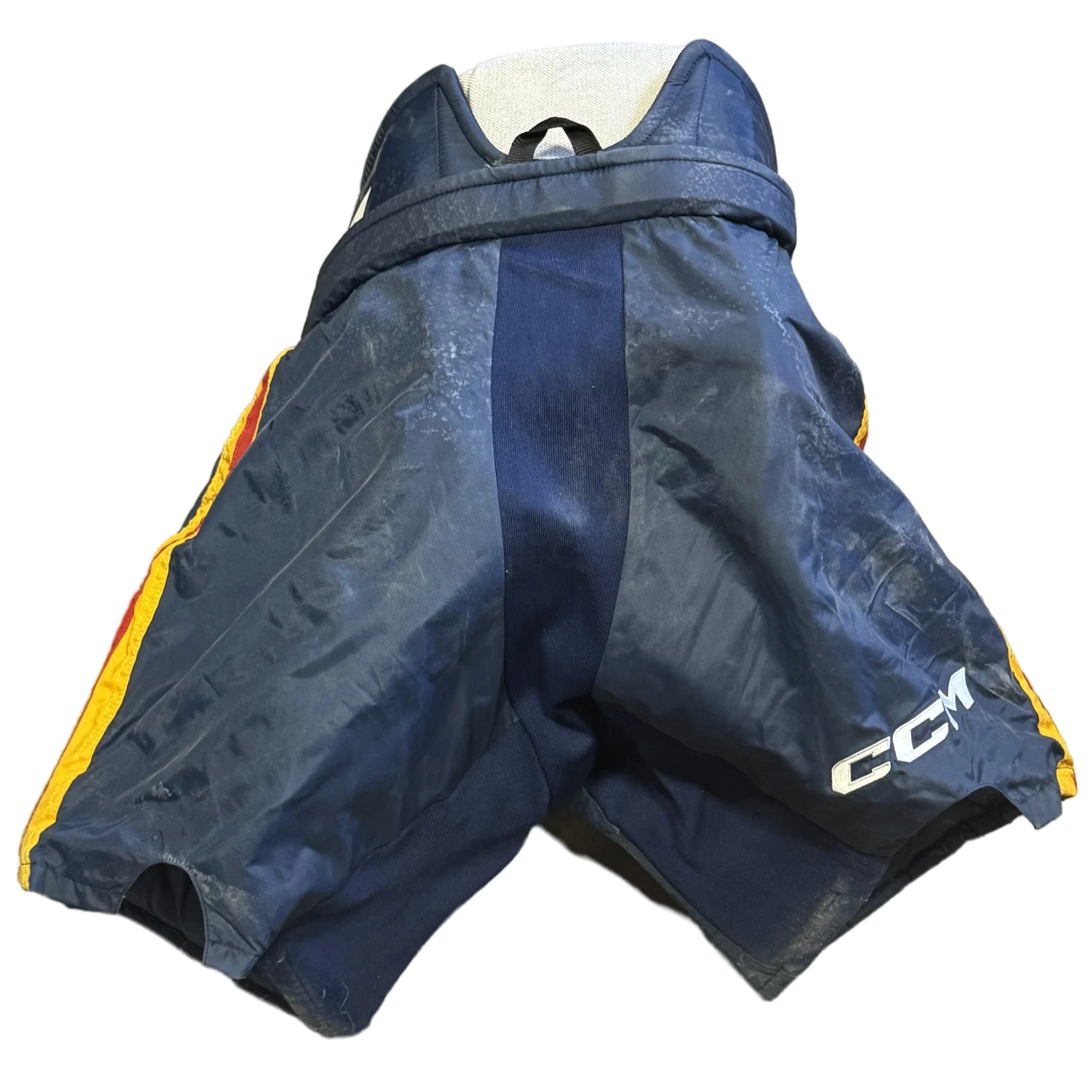 CCM HPG12A - Used Pro Stock Hockey Goalie Pants (Navy/Yellow/Red) - Image 2