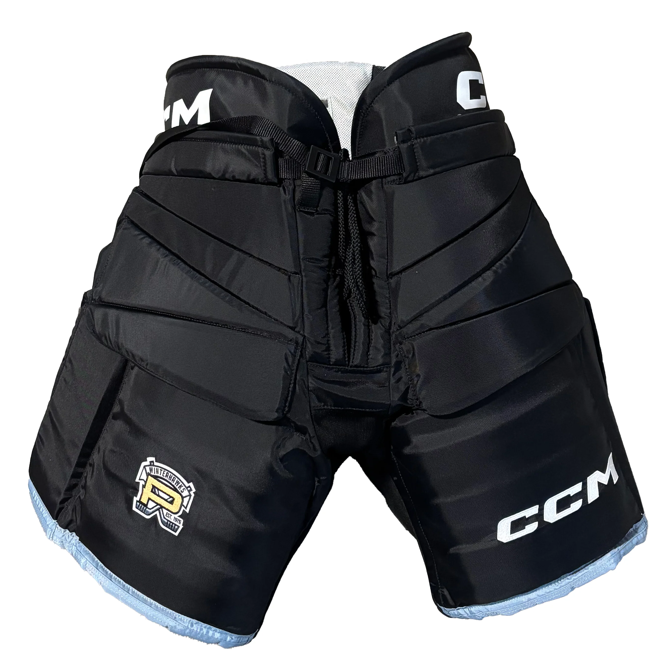 CCM HPG12A - WHL Pro Stock Hockey Goalie Pants (Black/Teal)