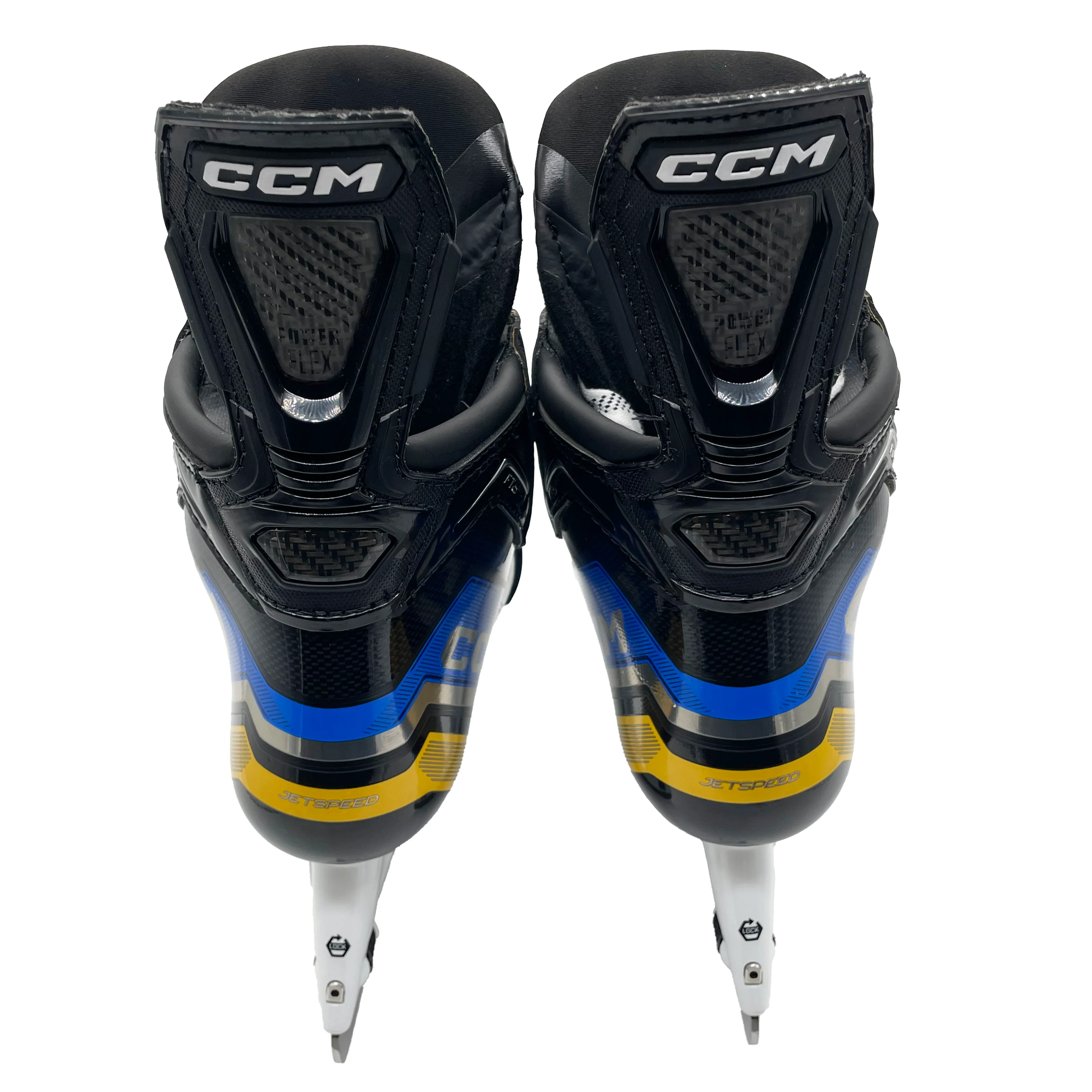 CCM Jetspeed FT6 Pro - Pro Stock Hockey Skates - Size 7W (Baby Blue/Yellow) - Image 4