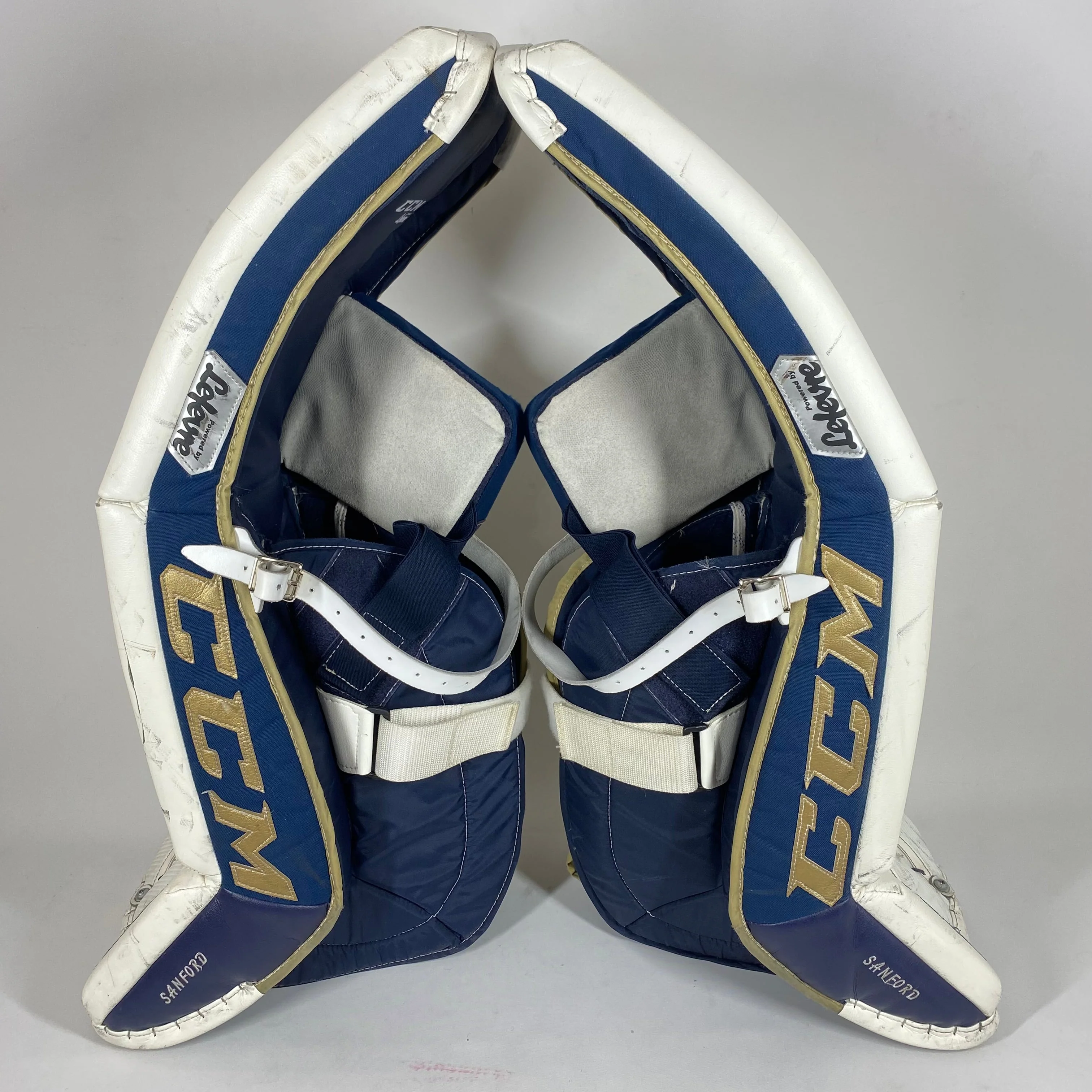 CCM Premier II - Used NCAA Pro Stock Full Goalie Set (White/Gold/Blue) - Image 3