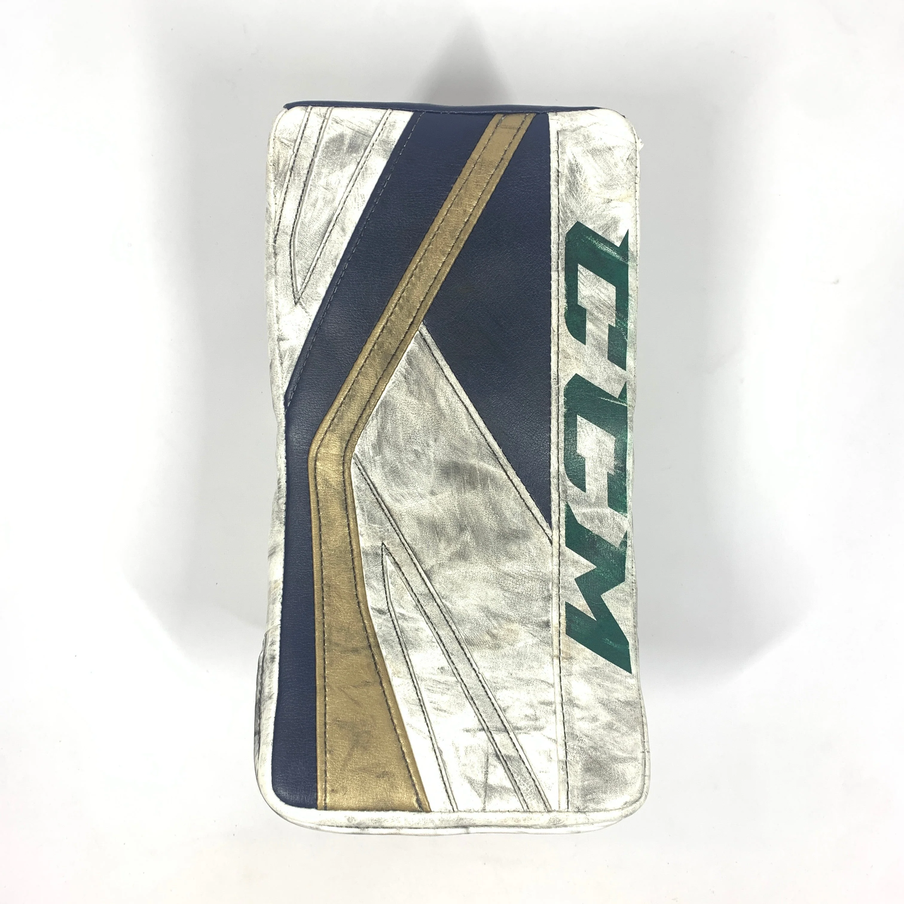 Used CCM Premier II - Pro Stock Goalie Blocker (White/Gold/Navy)
