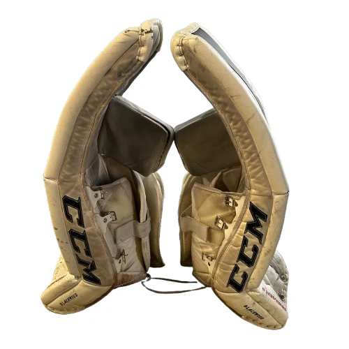 CCM Premier II - Used Pro Stock Goalie Pads (White/Red/Black) - Image 4