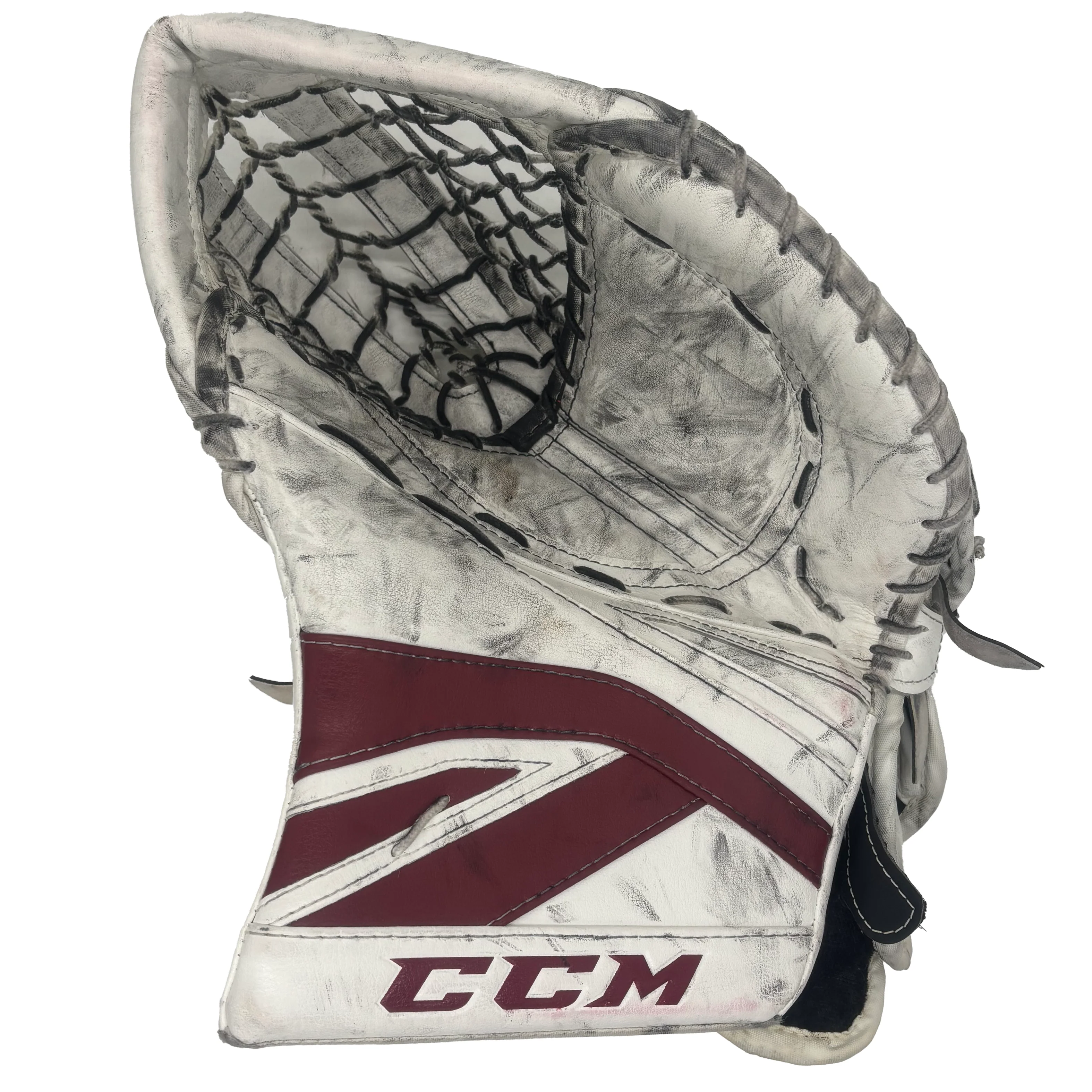 CCM Premier II - Used Pro Stock Senior Goalie Glove (White/Maroon)