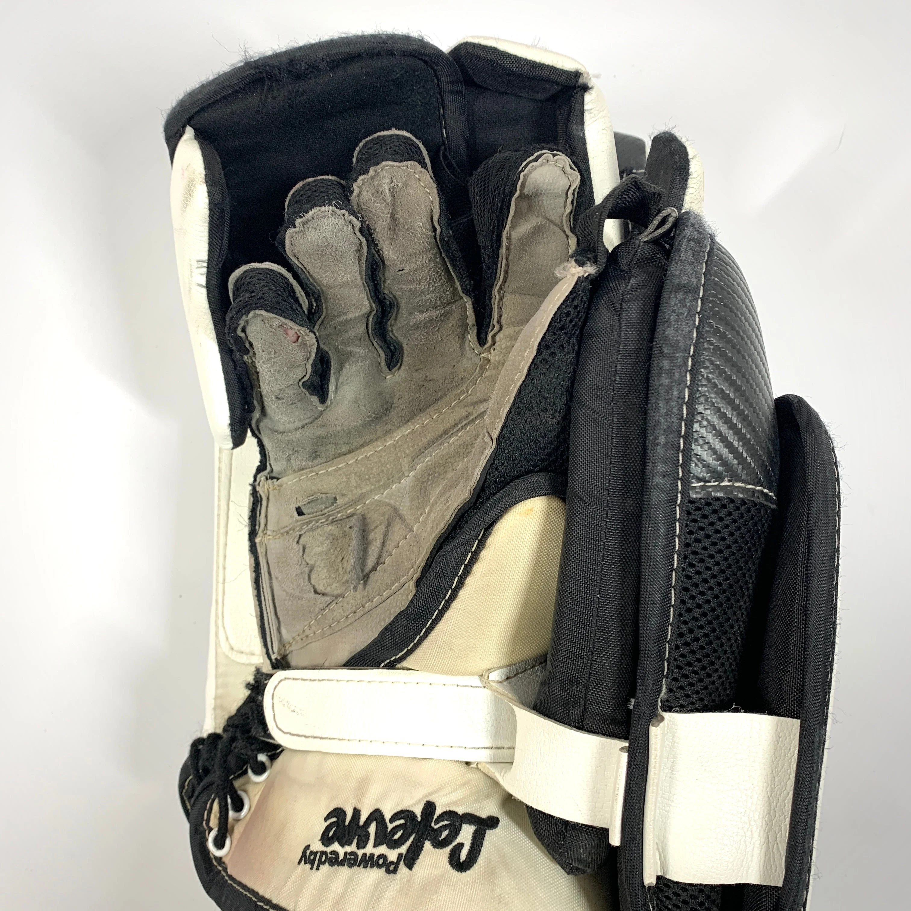 CCM Premier Pro - Used Pro Stock Goalie Blocker (White/Yellow/Black) - Image 3
