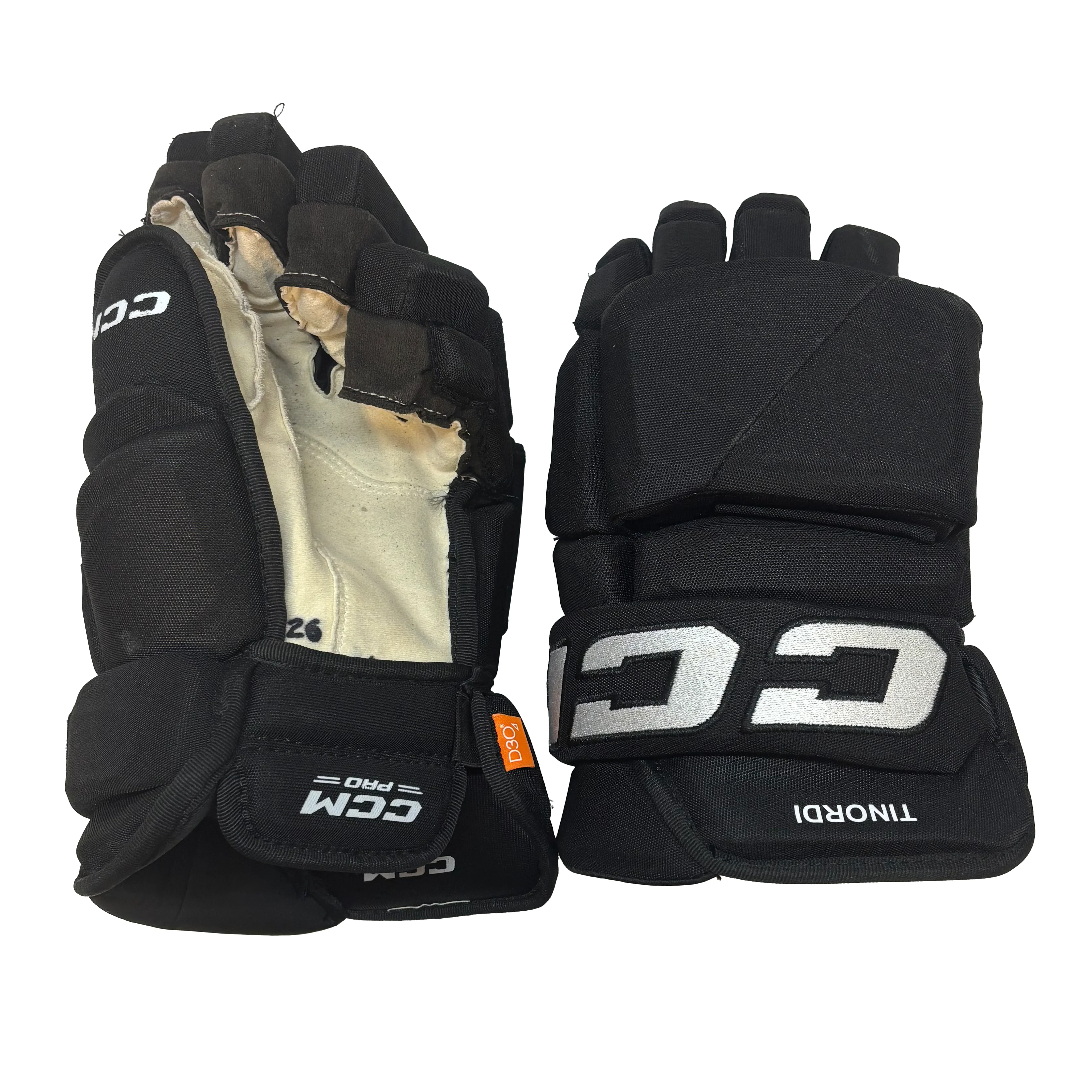 CCM Tacks 4 Roll Pro - Used NHL Pro Stock Hockey Glove - Jarred Tinordi (Black)