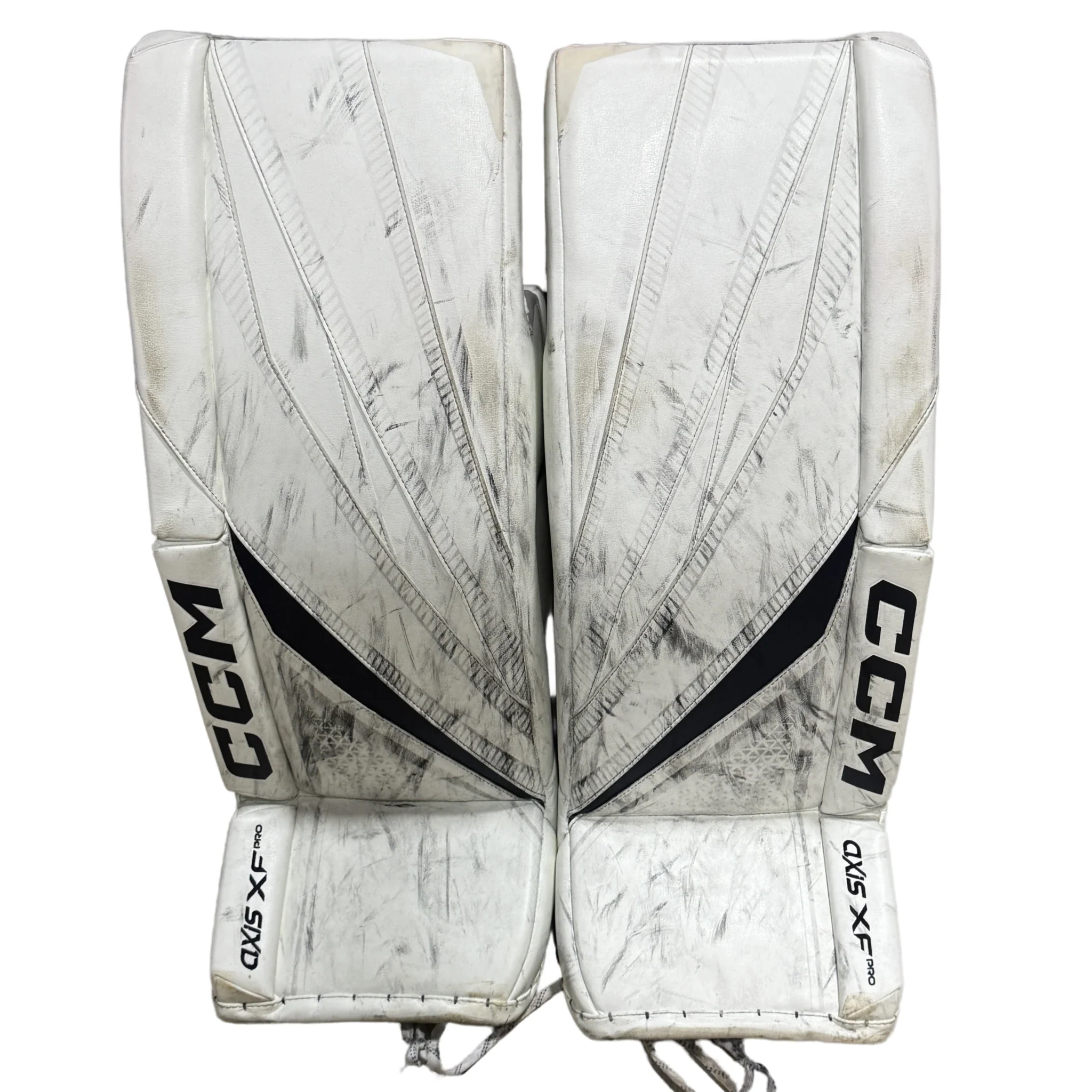 CCM XF Pro - Used AHL Pro Stock Goalie Pads (White/Navy)