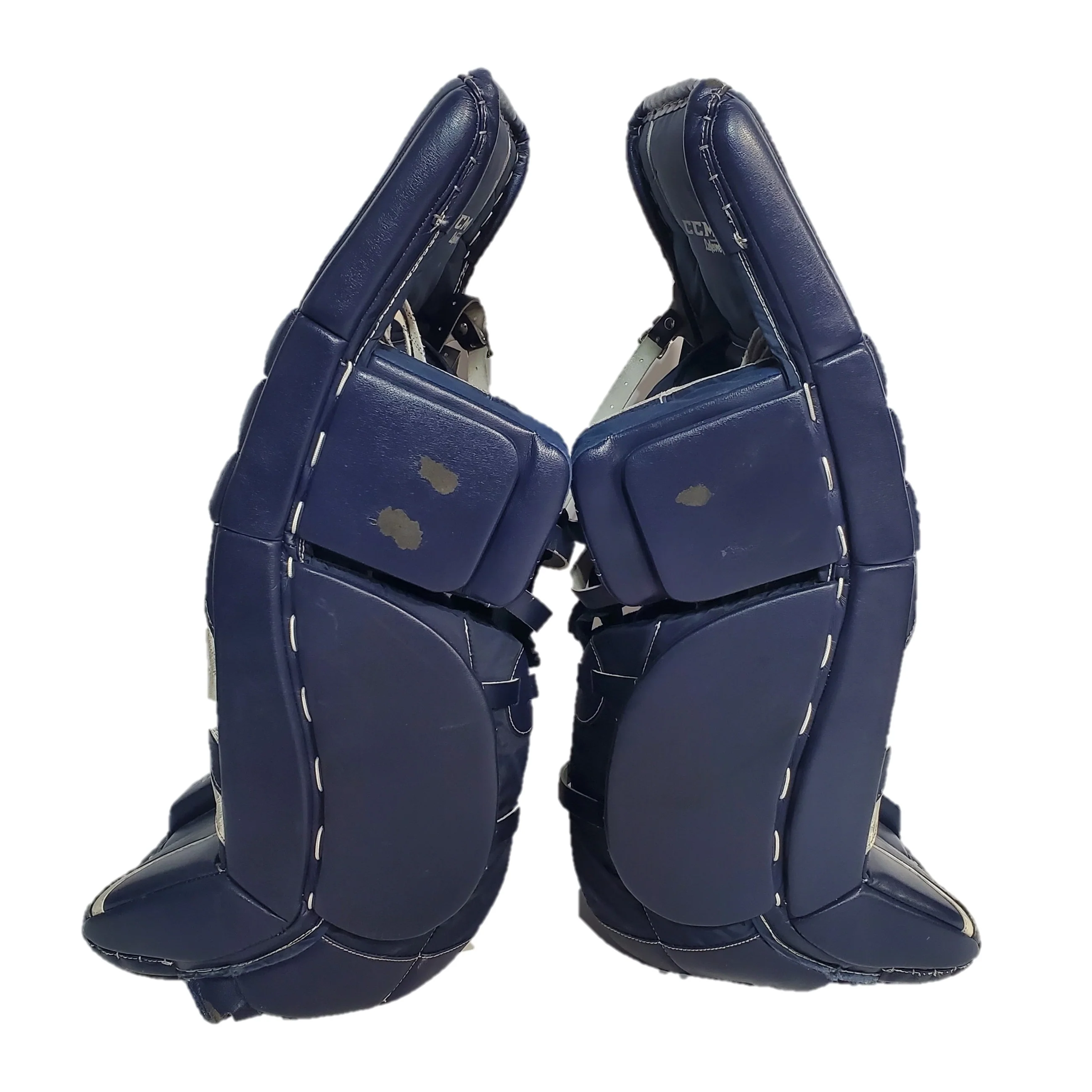 CCM Extreme Flex IV - Used Pro Stock Goalie Pads - (Navy/White) - Image 2