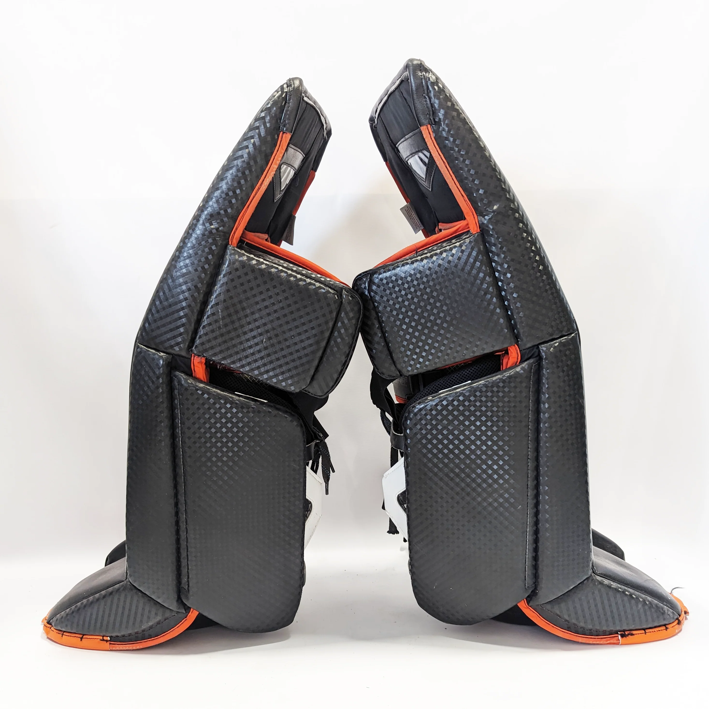 Vaughn Ventus SLR - Used NCCA Pro Stock Goalie Pads (Black/Orange/White) - Image 2