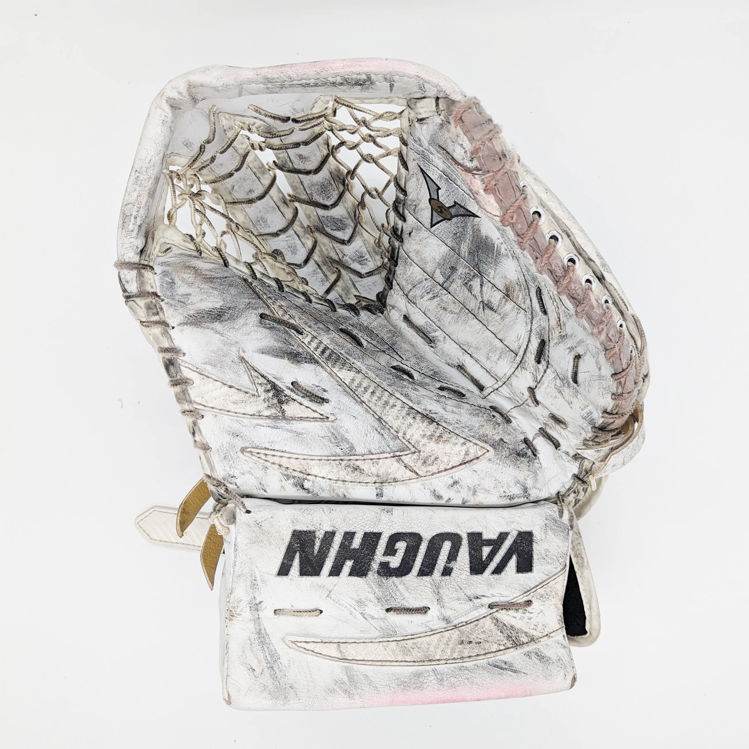 Vaughn 7460 Velocity V5 - Used Regular Pro Stock Goalie Glove (White)