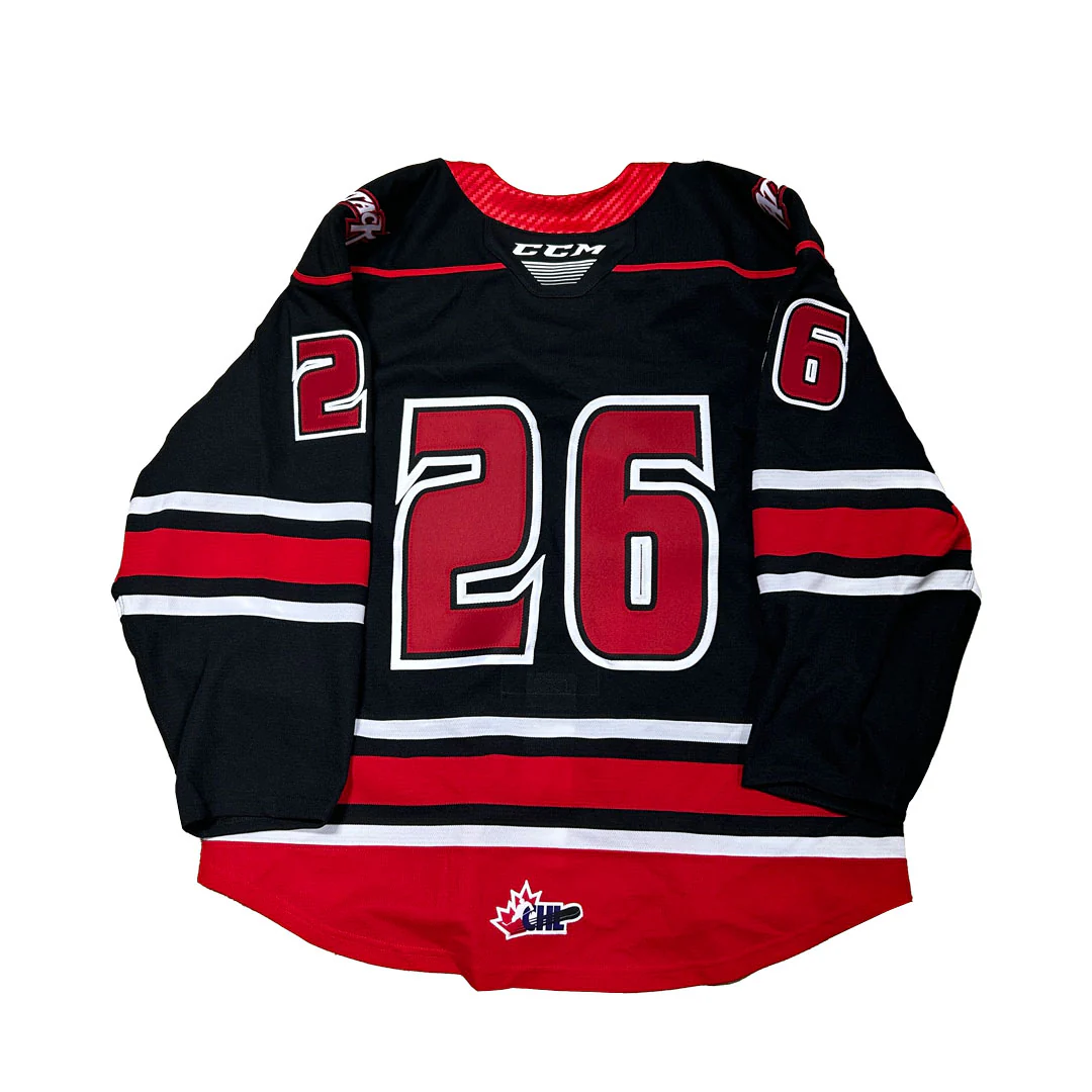 OHL - Owen Sound Attack Game Issue Jersey (Black/Red/White) - Image 3