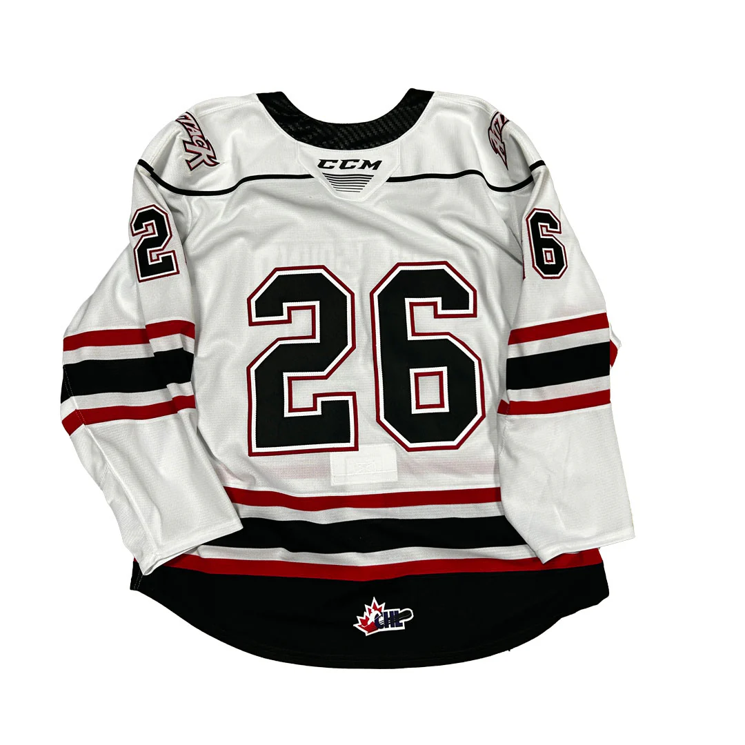 OHL - Owen Sound Attack Game Issue Jersey (White/Black/Red) - Image 5