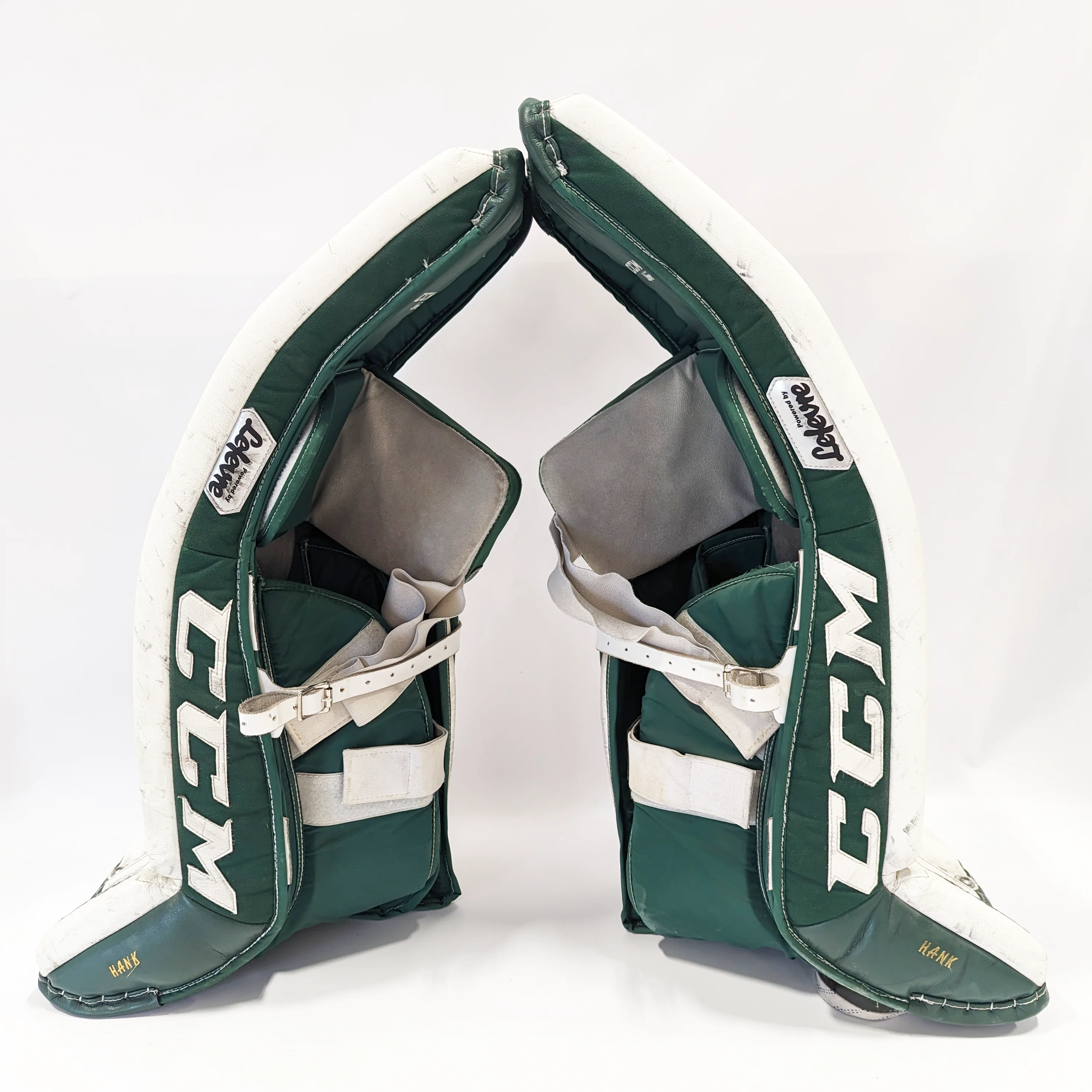 CCM Premier - Used Pro Stock Goalie Pads (Green/White) - Image 3