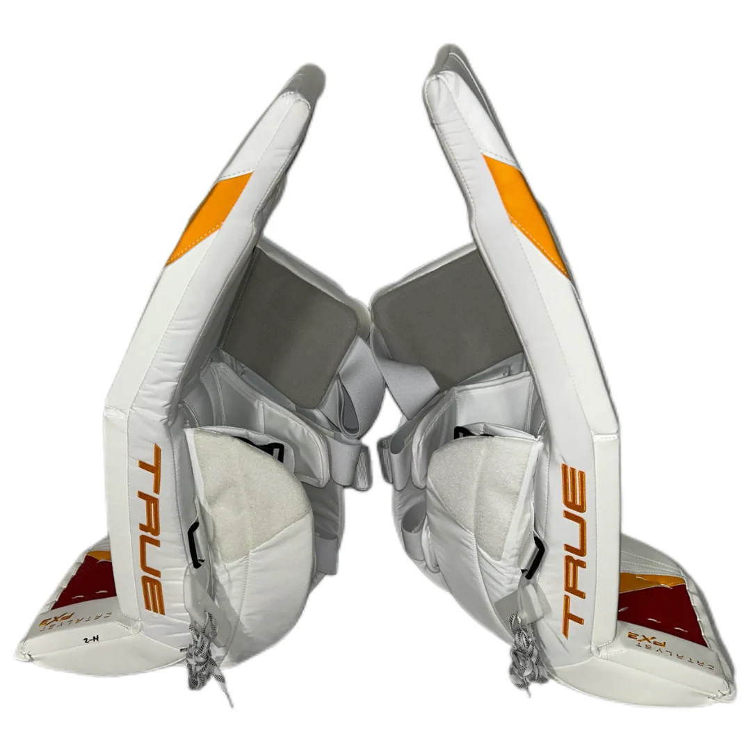 TRUE Catalyst PX3 - Pro Stock Goalie Pads (White/Red/Yellow) - Image 2