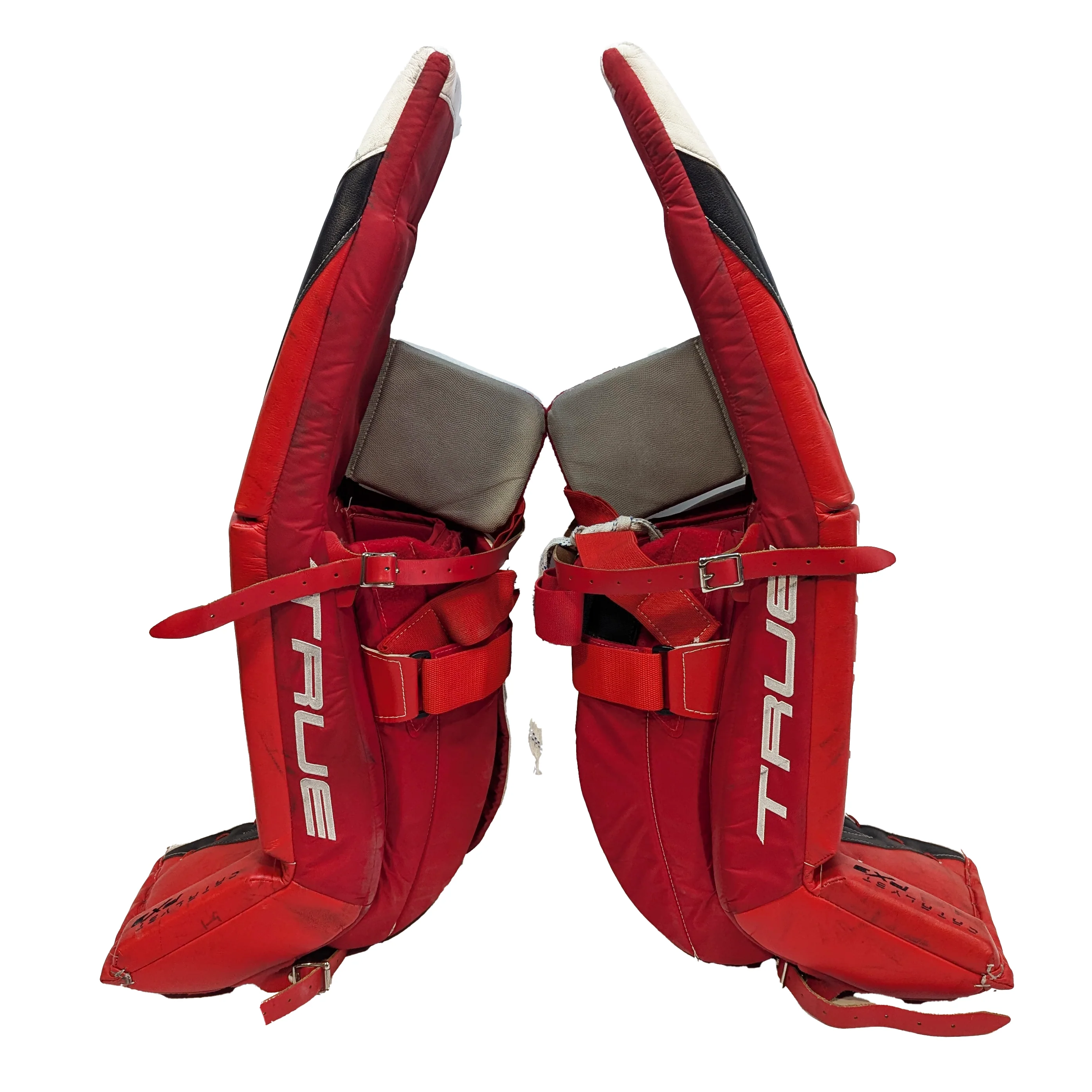 TRUE Catalyst PX3 - Used Pro Stock Goalie Pads (White/Red/Black) - Image 3