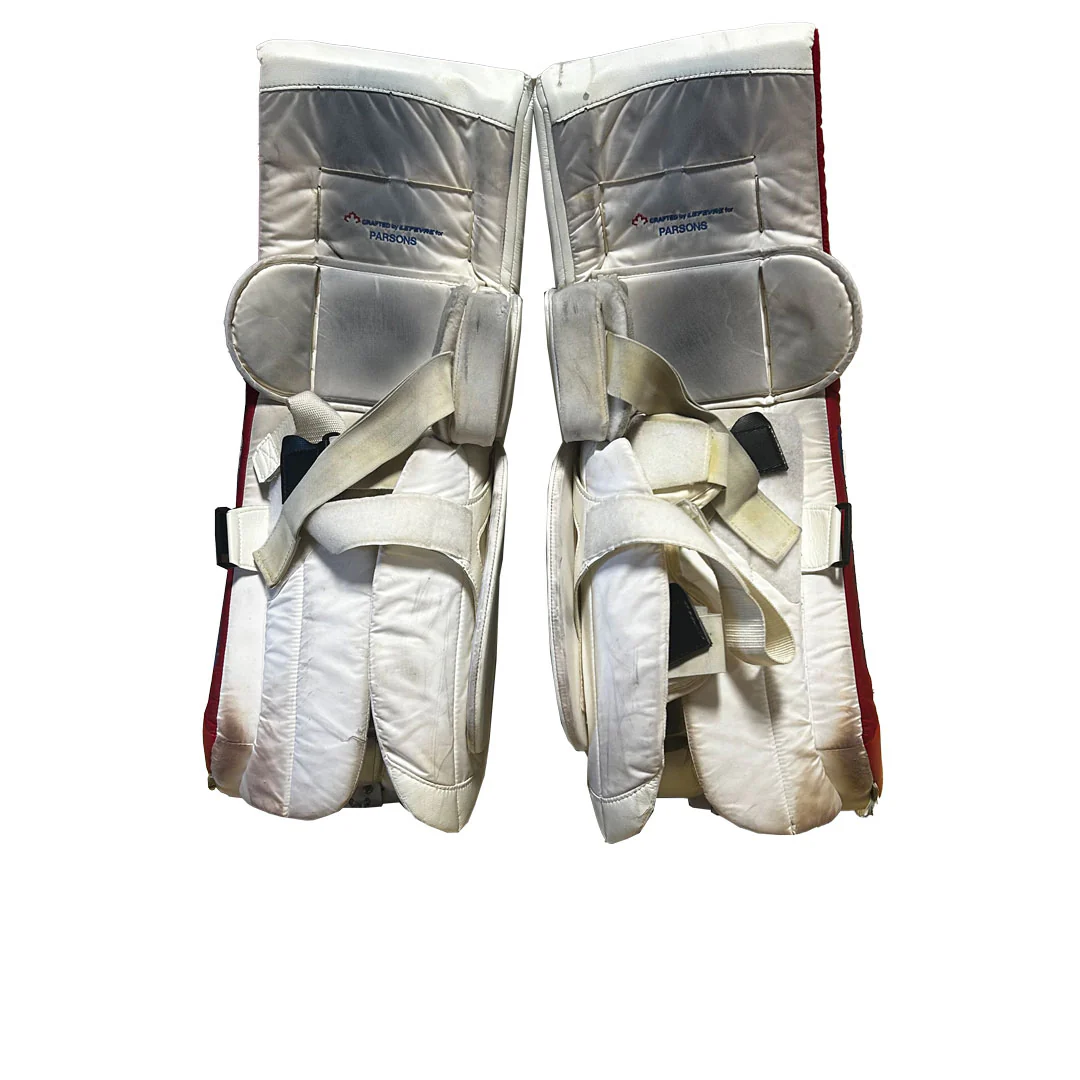 TRUE L12.2 - Used Pro Stock Goalie Pads (White/Blue/Red) - Image 3