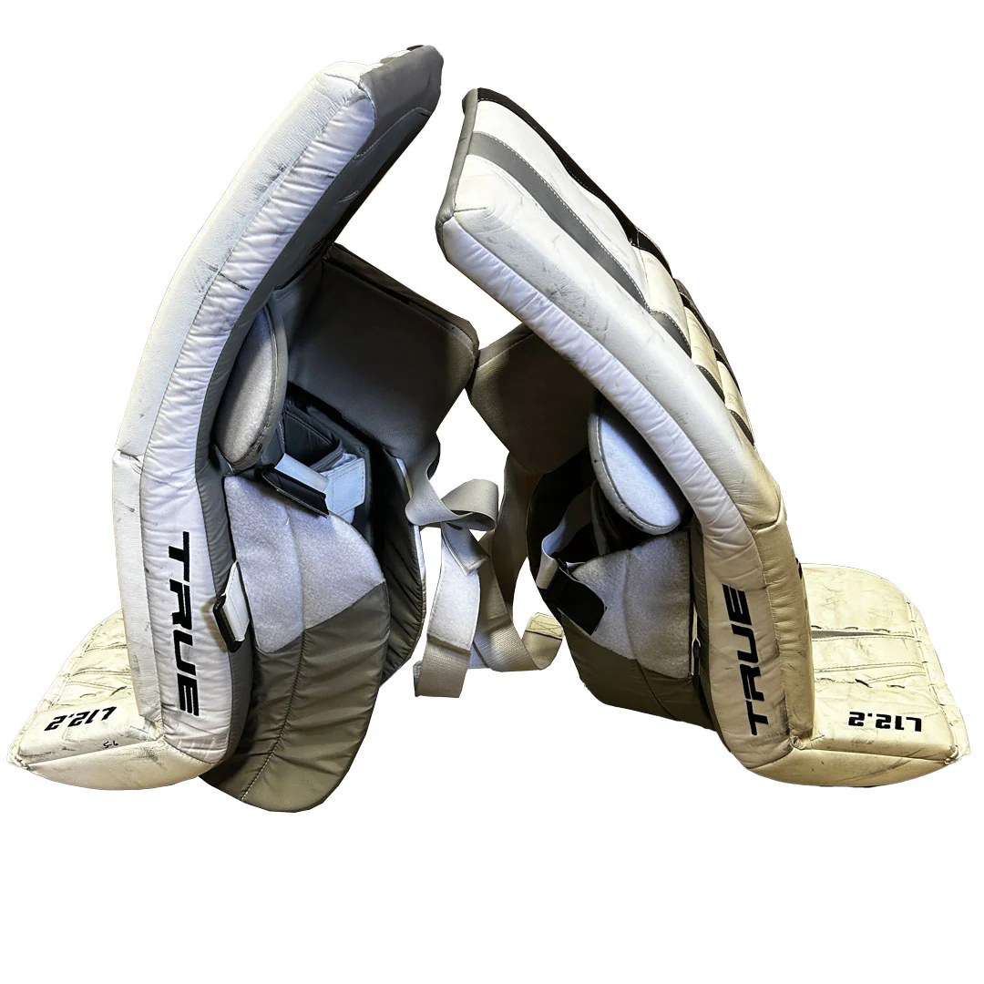 TRUE L12.2 - Used Pro Stock Goalie Pads (White/Grey/Black) - Image 4