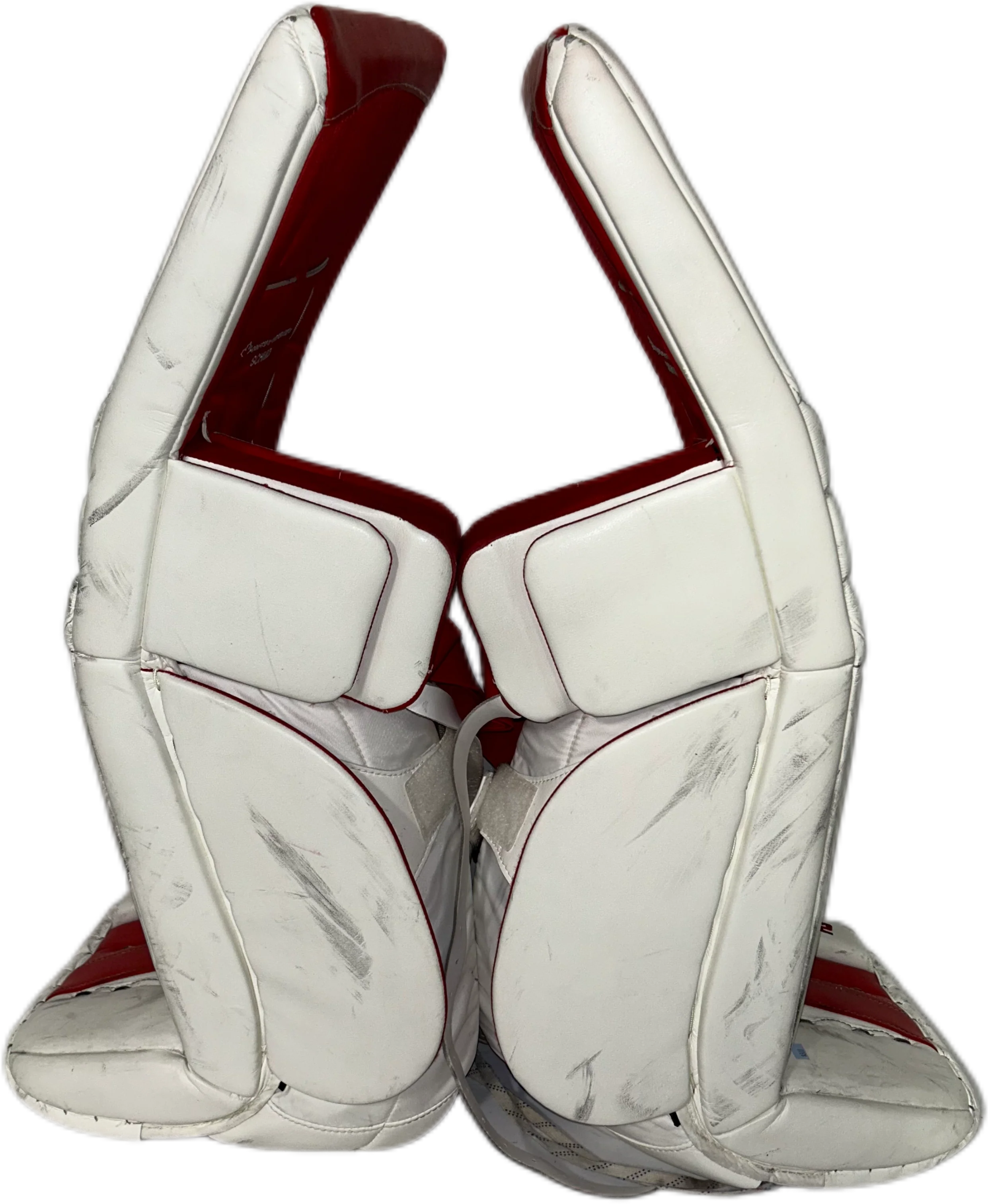 TRUE L12.2 - Used Pro Stock Goalie Pads (White/Red) - Image 2