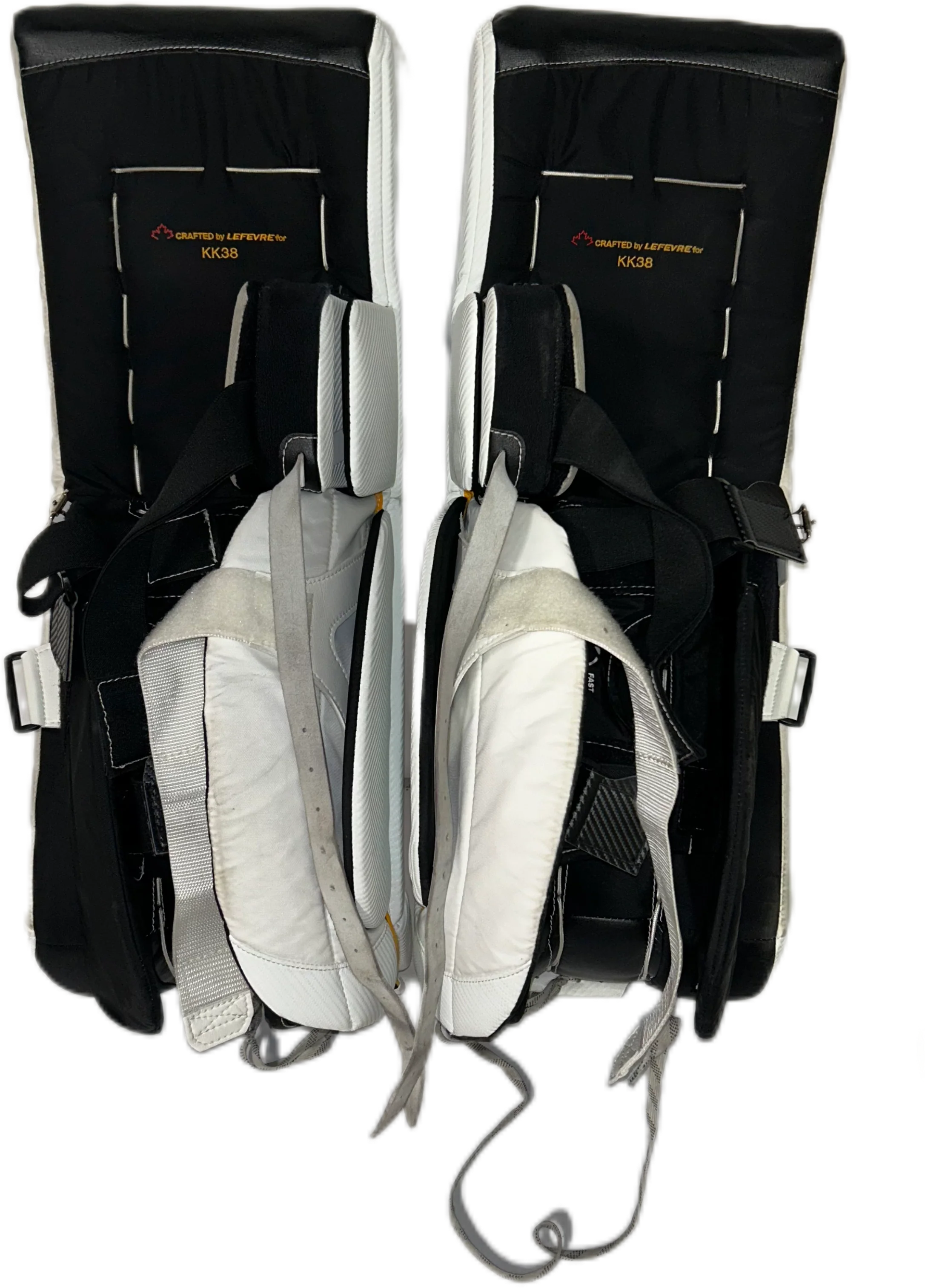TRUE L12.2 - Used Pro Stock Goalie Pads (White/Yellow/Black) - Image 3