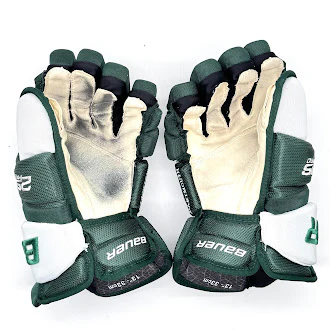 Used - Bauer Supreme 2S Pro - NCAA Pro Stock Hockey Glove (Green/White) - Image 2