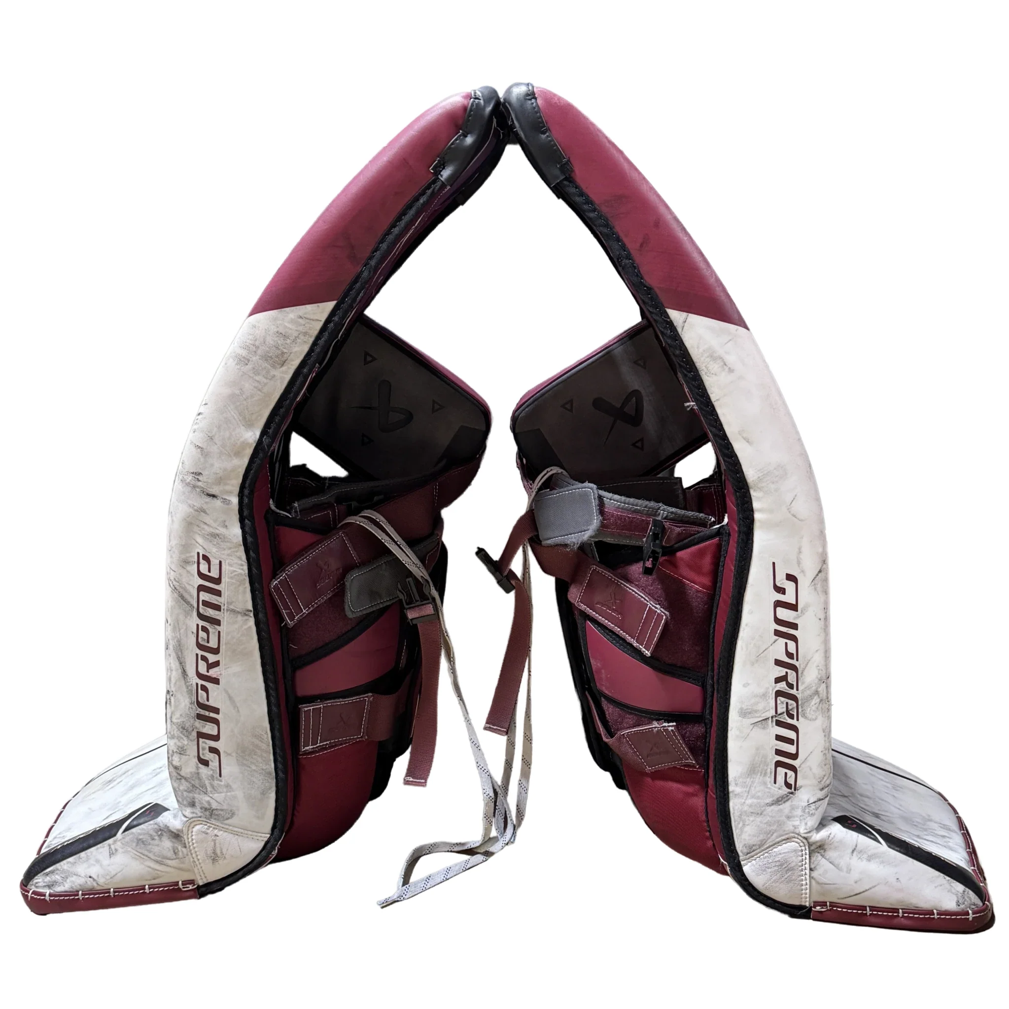 Used - Bauer Supreme Shadow Pro Stock Goalie Full Set (White/Burgundy/Black) - Image 3