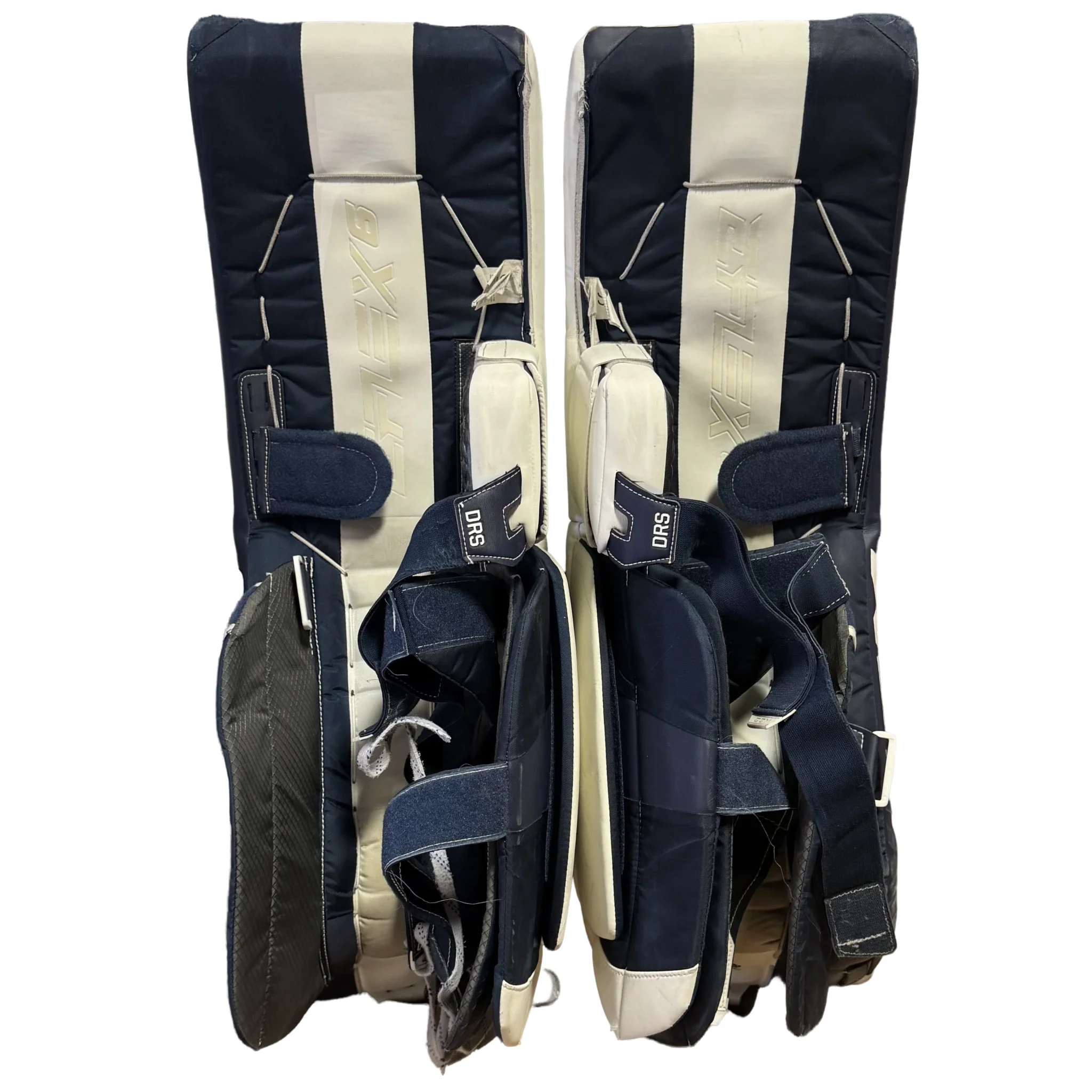 Used - CCM Extreme Flex 6.9 - Pro Stock Goalie Pads (White/Navy) - Image 2