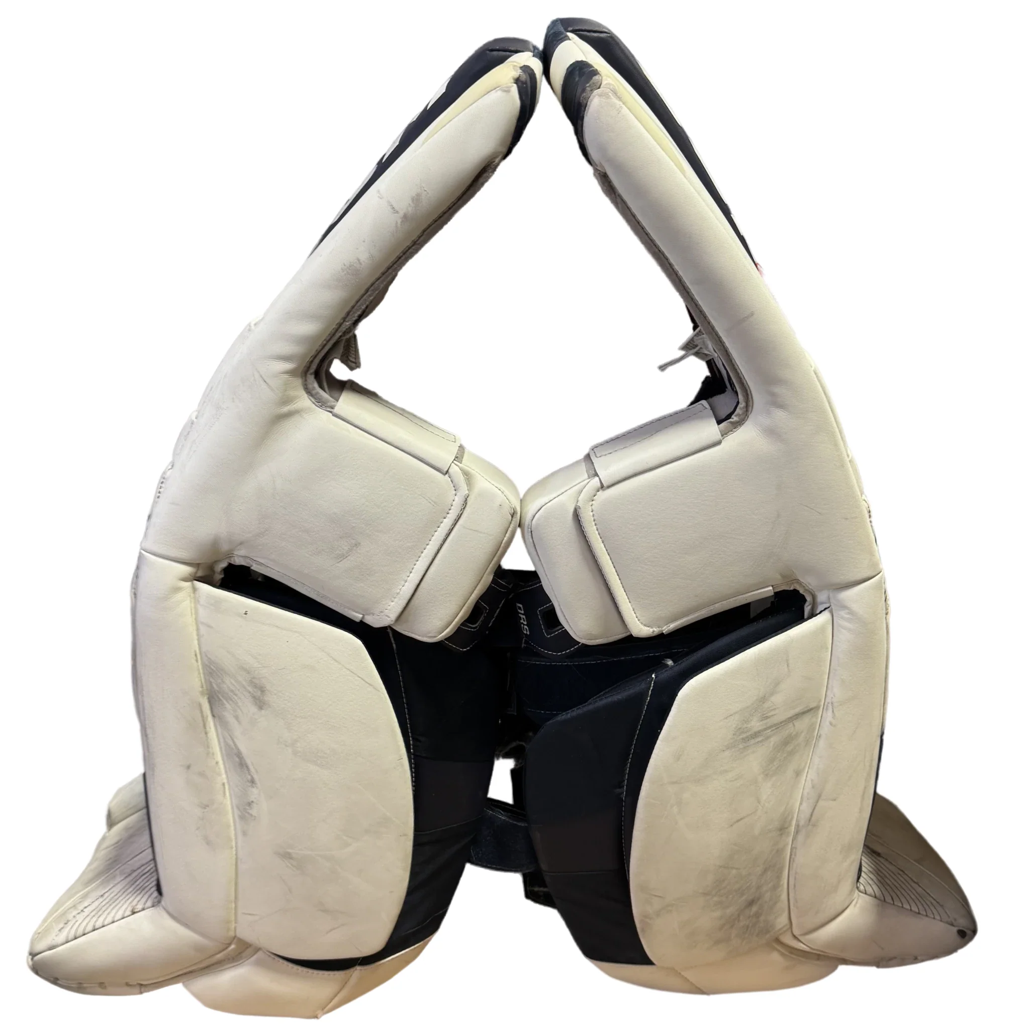 Used - CCM Extreme Flex 6.9 - Pro Stock Goalie Pads (White/Navy) - Image 4