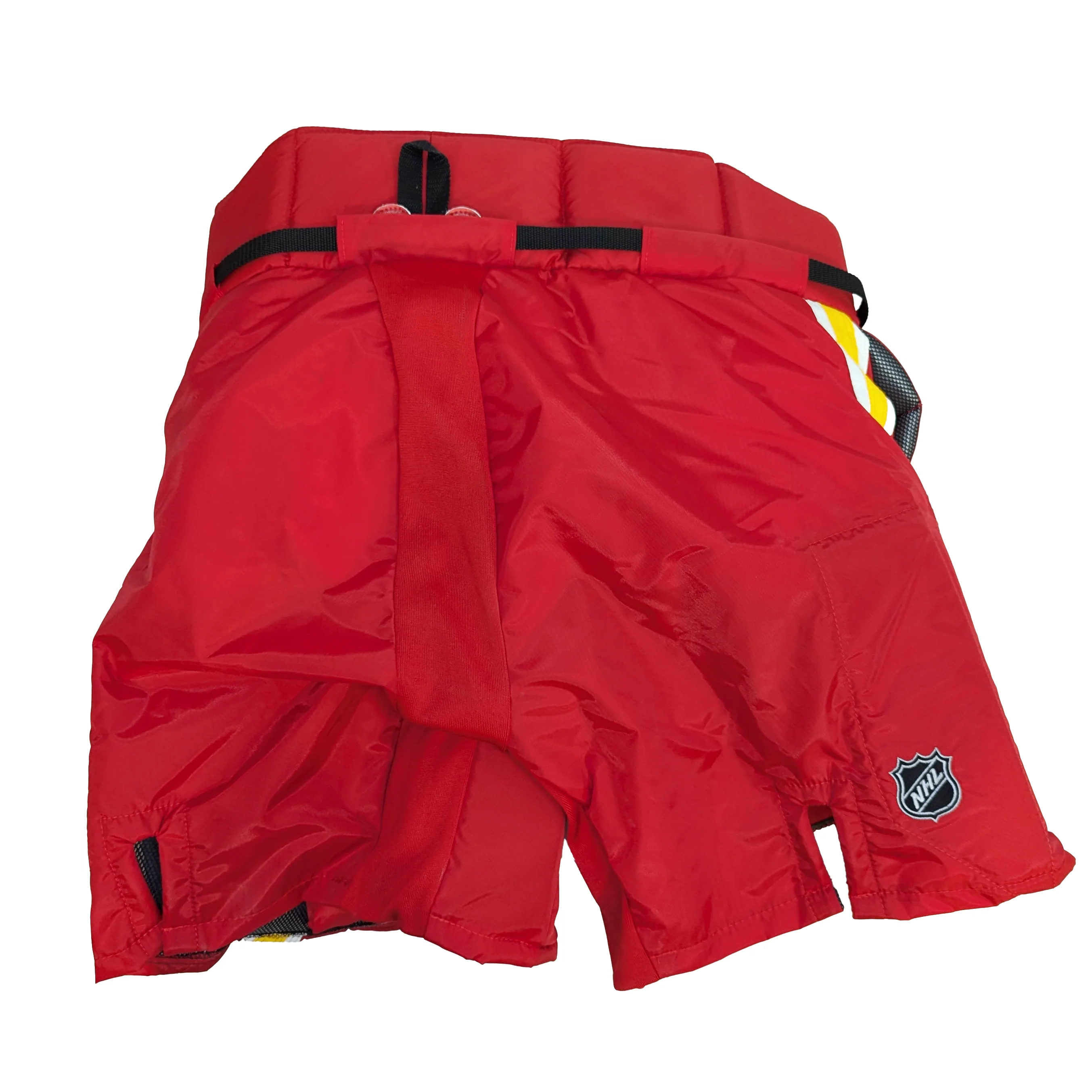 Vaughn Pro Custom - NHL Pro Stock Goalie Pants - Calgary Flames (Red/Yellow/White) - Image 2