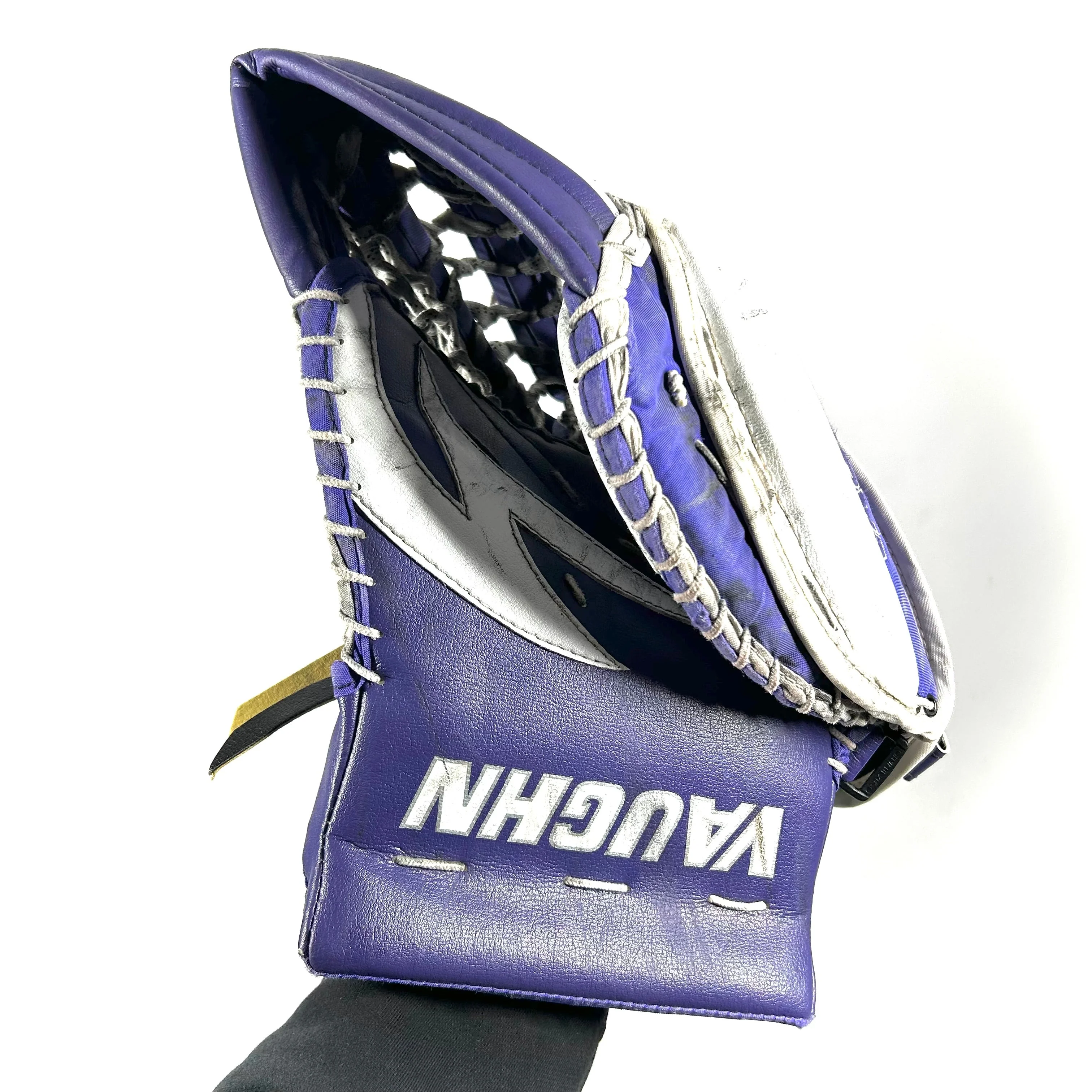 Vaughn SLR2 - Used Pro Stock Goalie Glove (Purple/White) - Image 3