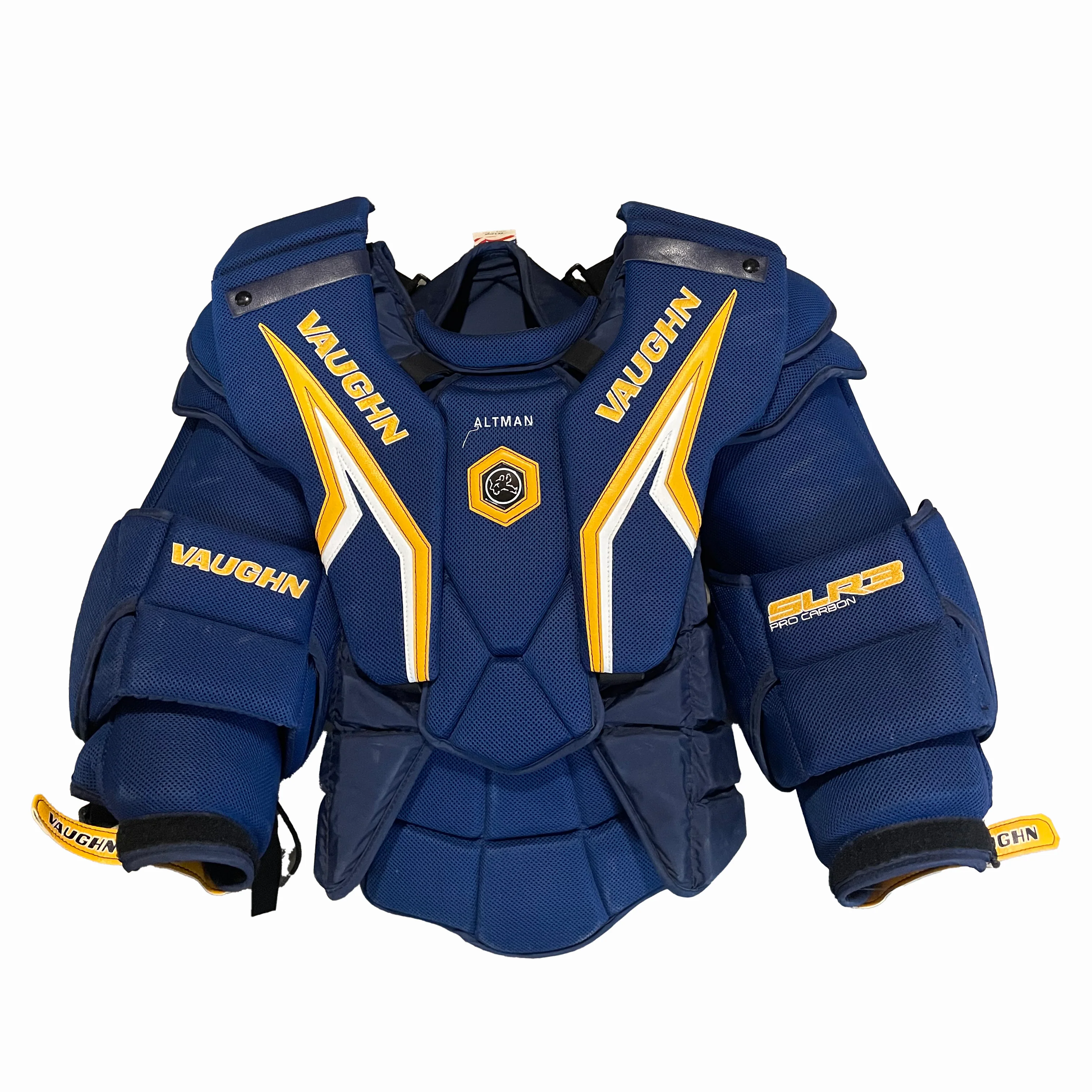 Vaughn SLR3 Pro Carbon - Used Pro Stock Goalie Chest Protector (Blue/Yellow)