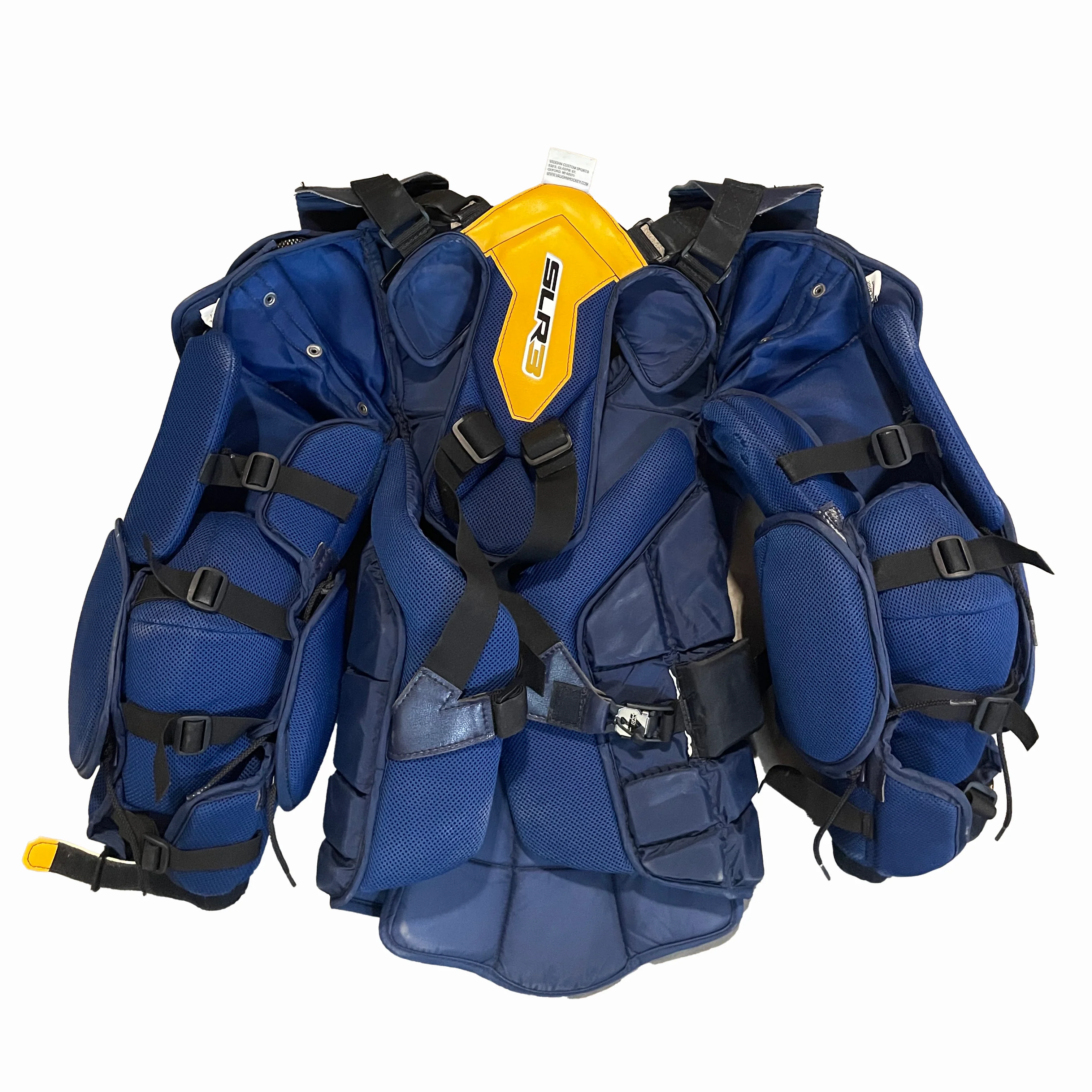 Vaughn SLR3 Pro Carbon - Used Pro Stock Goalie Chest Protector (Blue/Yellow) - Image 2