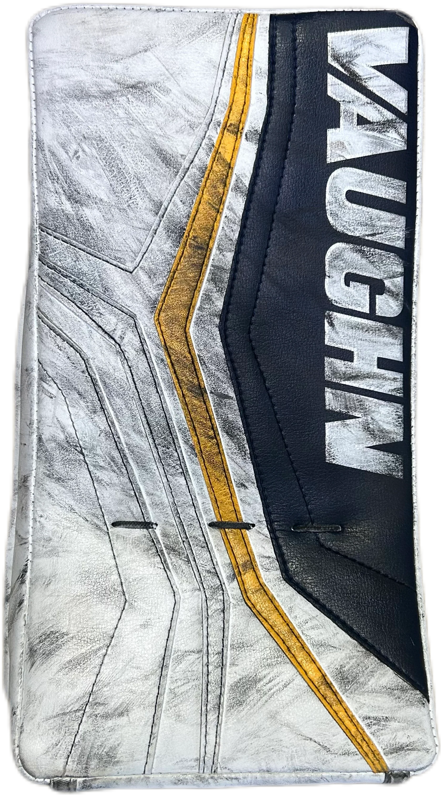 Vaughn Velocity V10 - Used Pro Stock Goalie Blocker (White/Navy/Yellow) #2