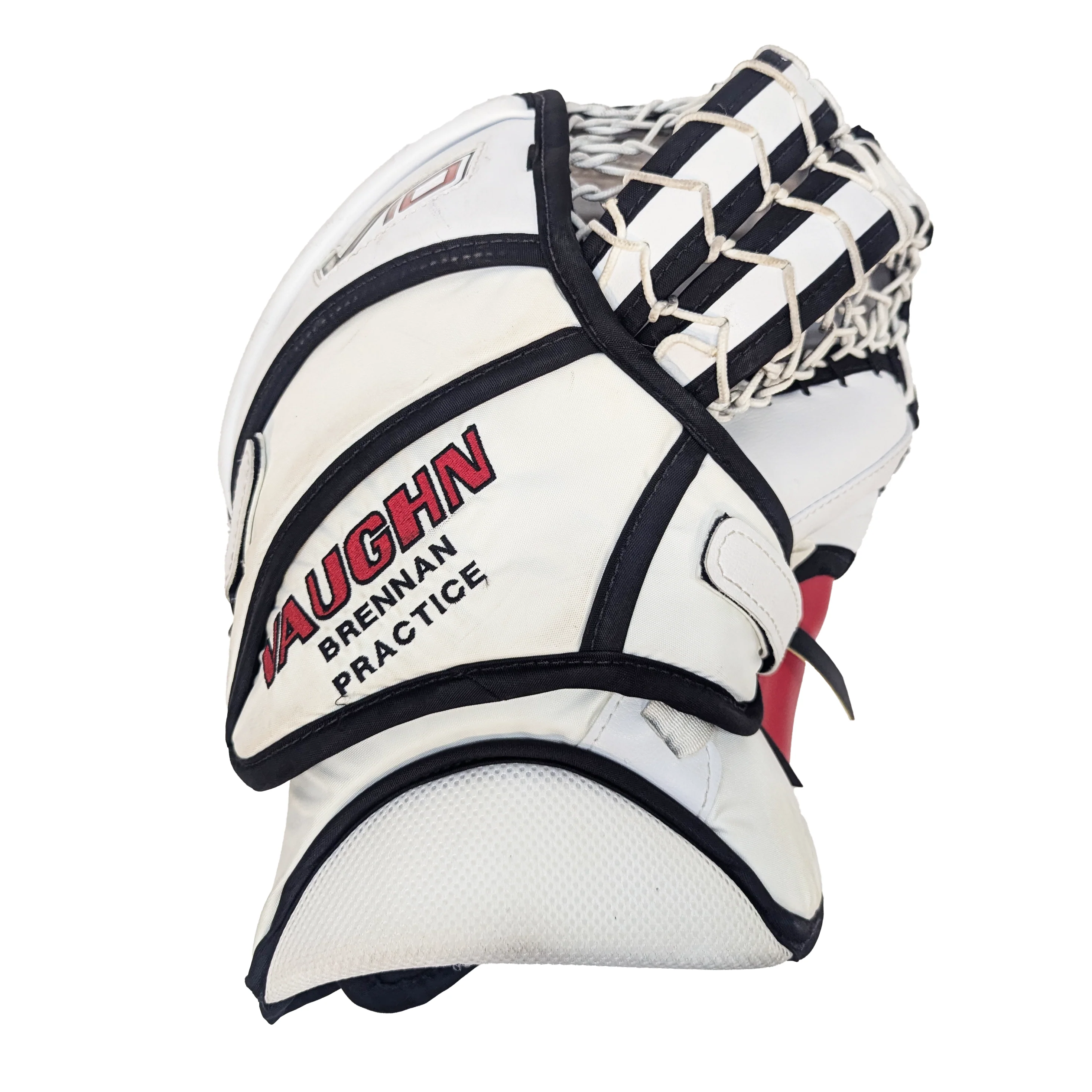 Vaughn Velocity V10 - Used Pro Stock Goalie Glove (White/Red/Black) *Practice Palm - Image 2