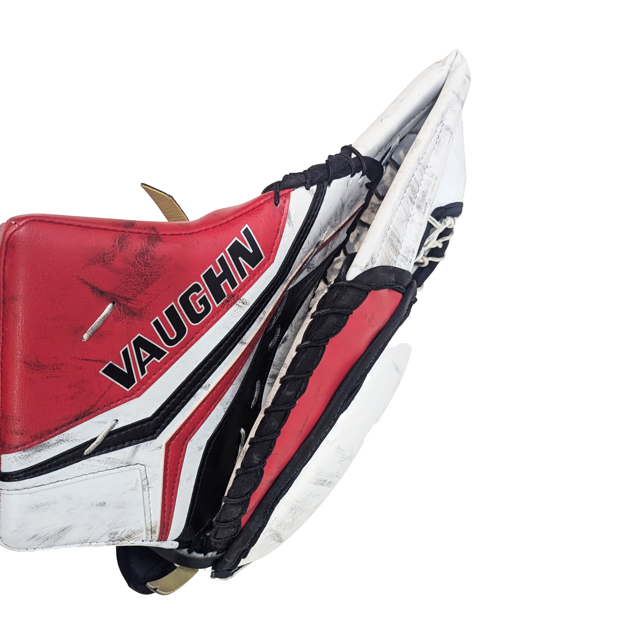 Vaughn Velocity V10 - Used Pro Stock Goalie Glove (White/Red/Black) *Practice Palm - Image 3
