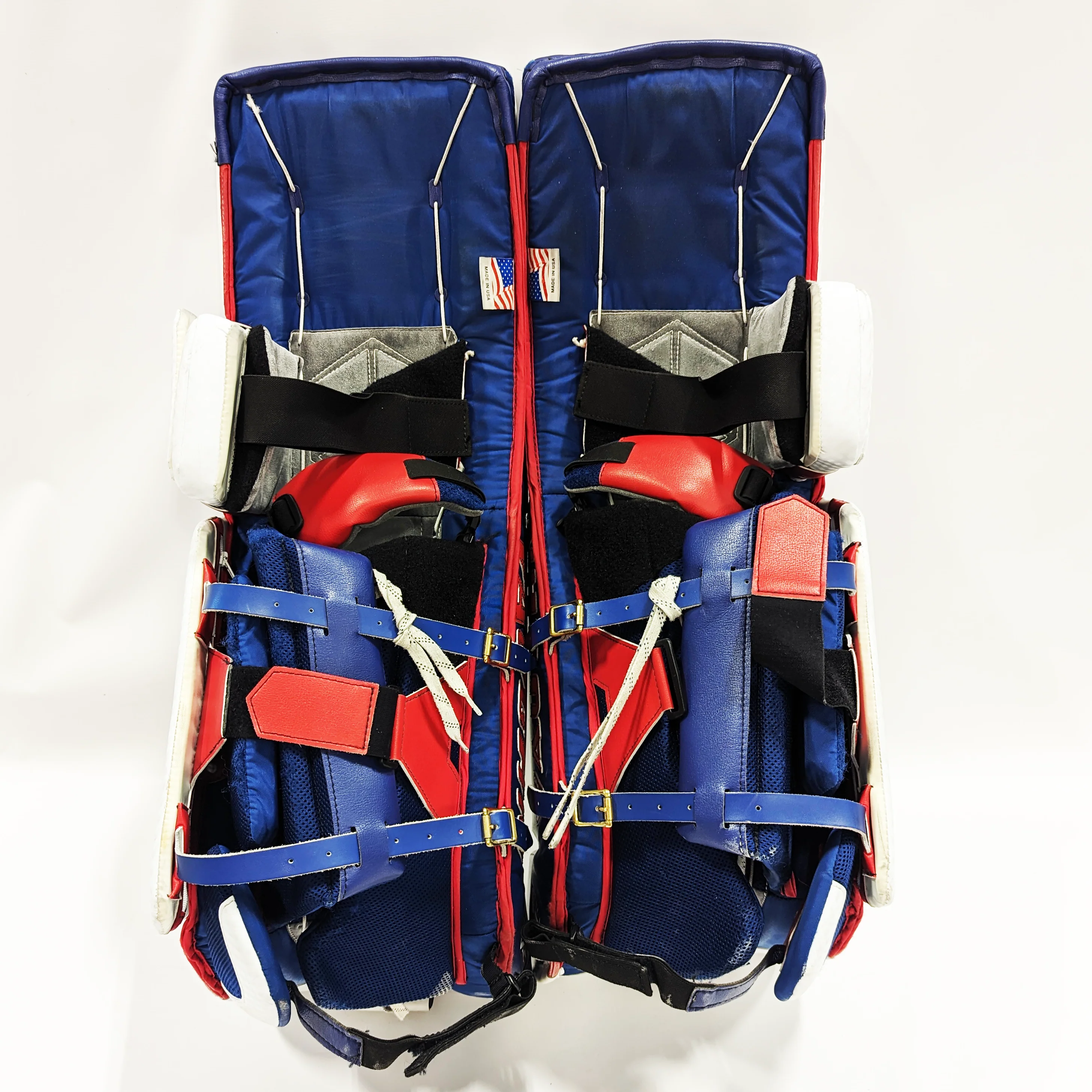 Vaughn Velocity V9 - NCAA Pro Stock Full Goalie Set (White/Blue/Red) - Image 3