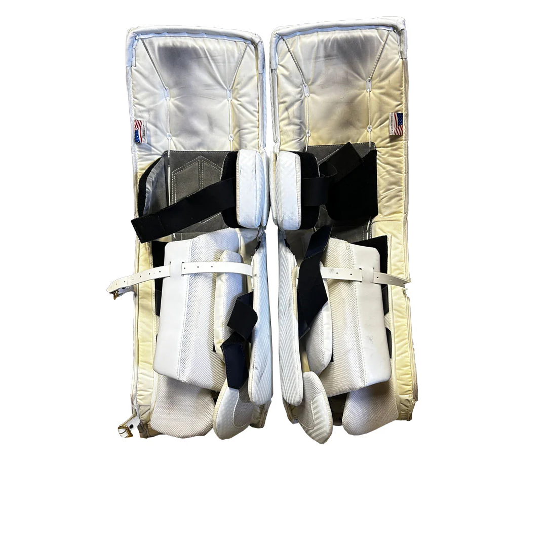 Vaughn Velocity V9 - Used Pro Stock Goalie Pads (White/Navy/Red) - Image 3