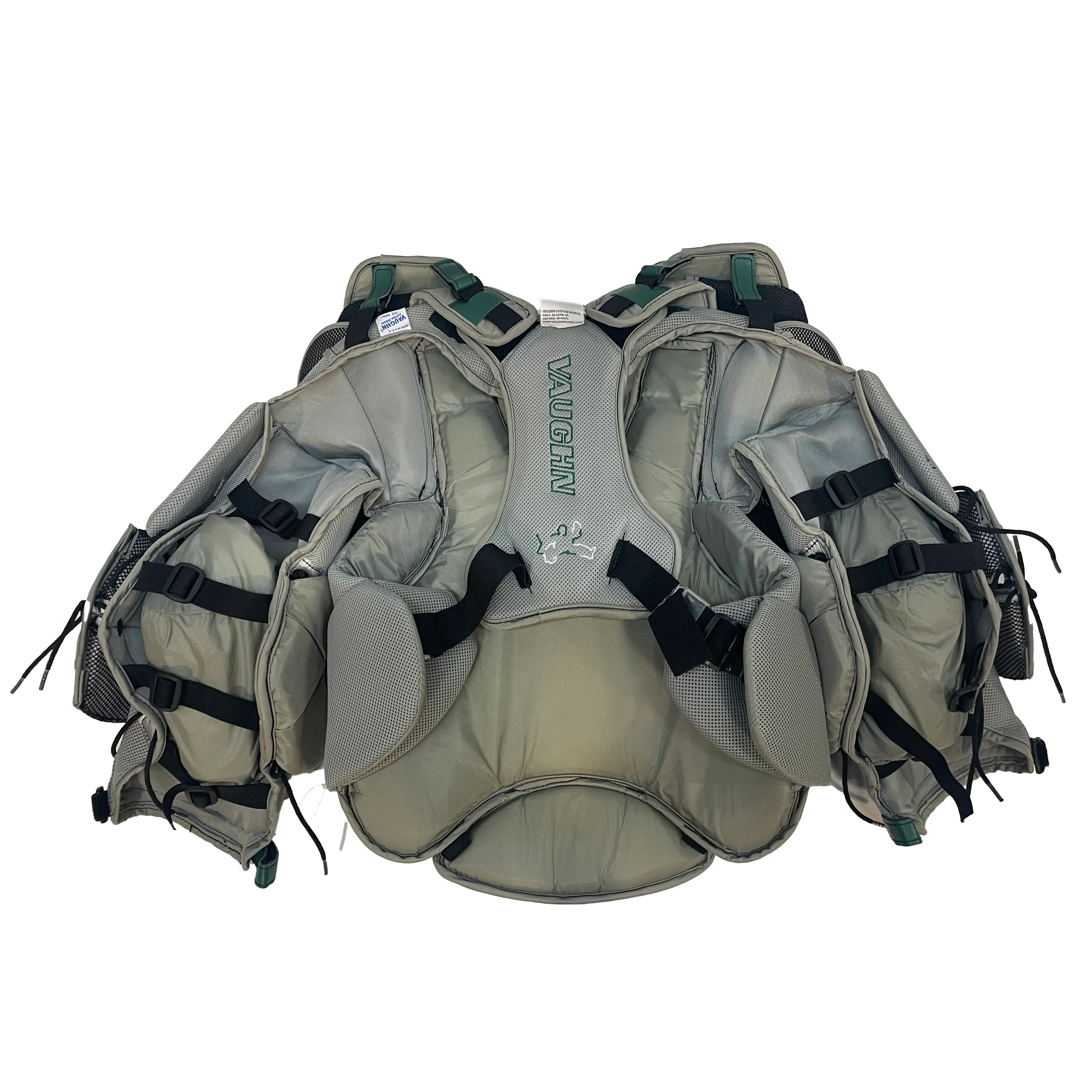Vaughn Velocity VE8 Pro Carbon - Used Pro Stock Goalie Chest Protector (Grey/Green) - Image 2