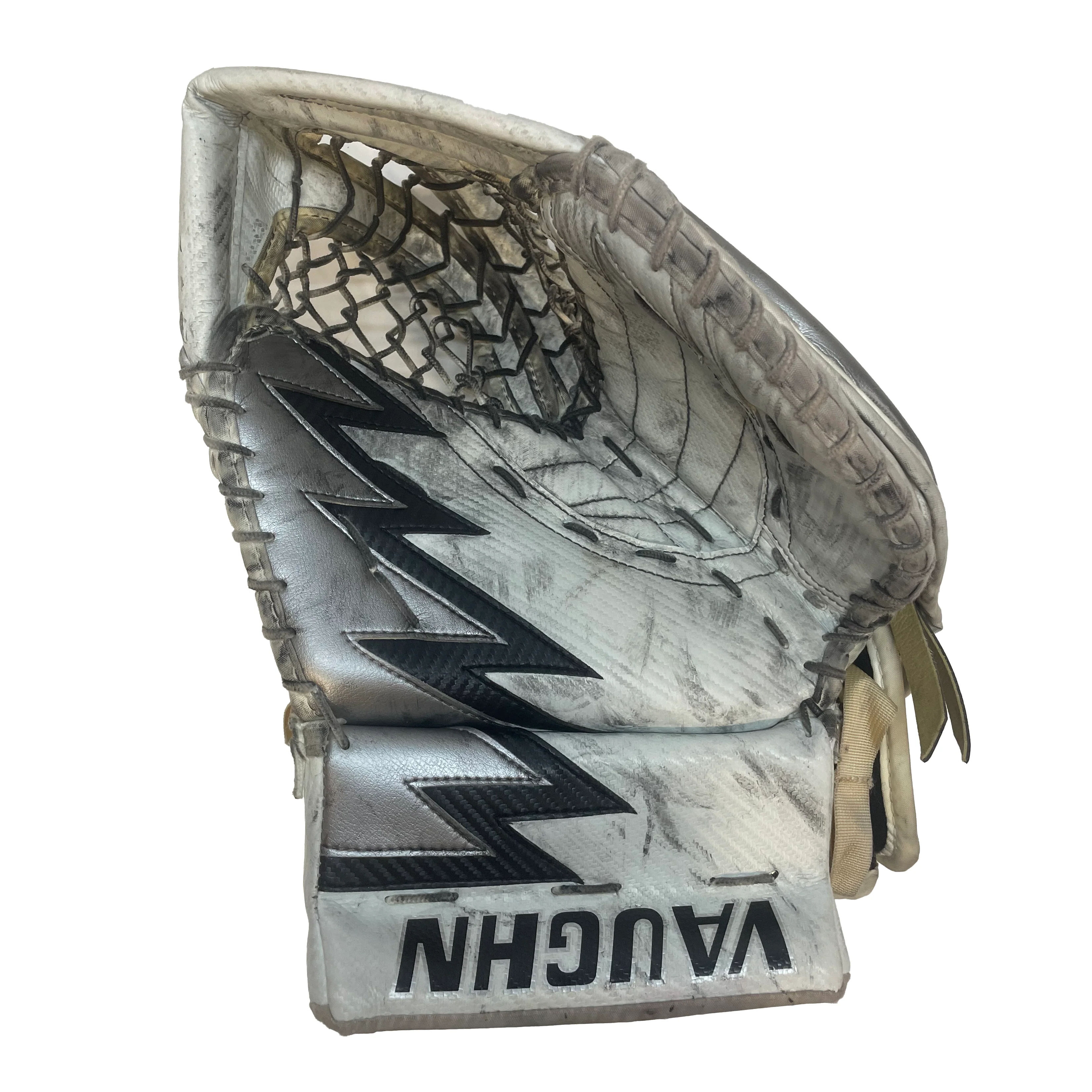 Vaughn Velocity VE8 Pro Carbon - Used Pro Stock Goalie Set (White/Black/Silver) - Image 8