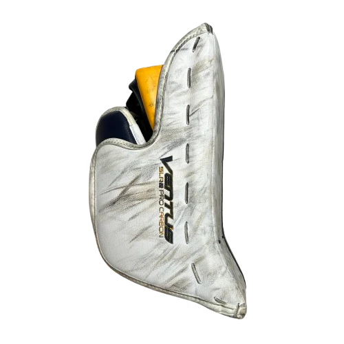 Vaughn Ventus SLR2 Pro Carbon - Used Pro Stock Goalie Blocker (White/Blue/Navy) - Image 2