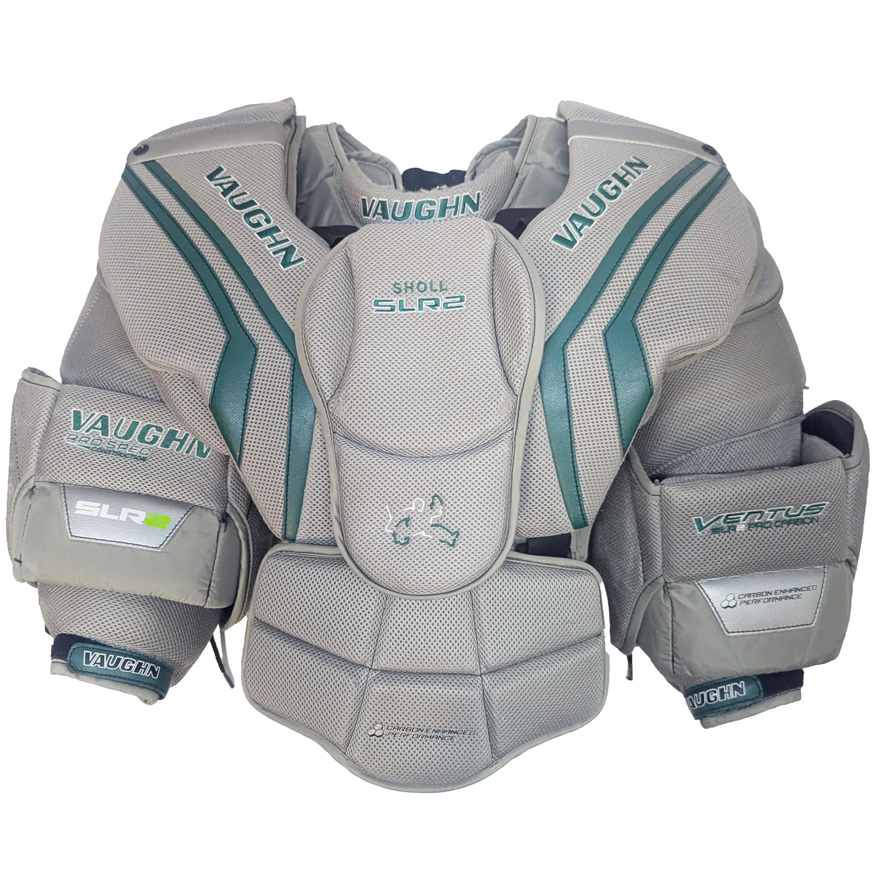 Vaughn Ventus SLR2 Pro Carbon - Used Pro Stock Goalie Chest Protector (Grey/Green)