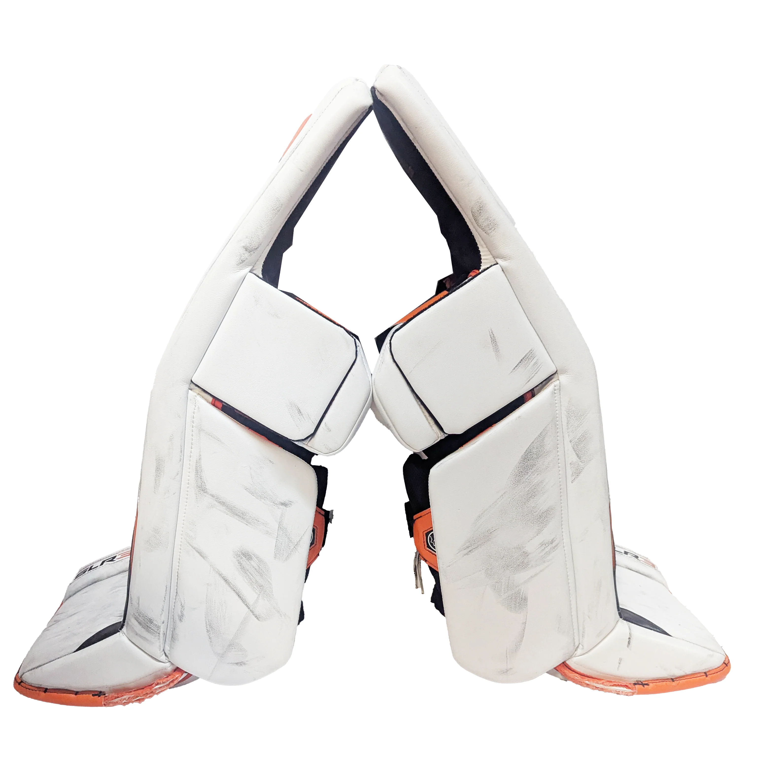 Vaughn Ventus SLR3 - Used Pro Stock Goalie Pads (White/Orange) - Image 3