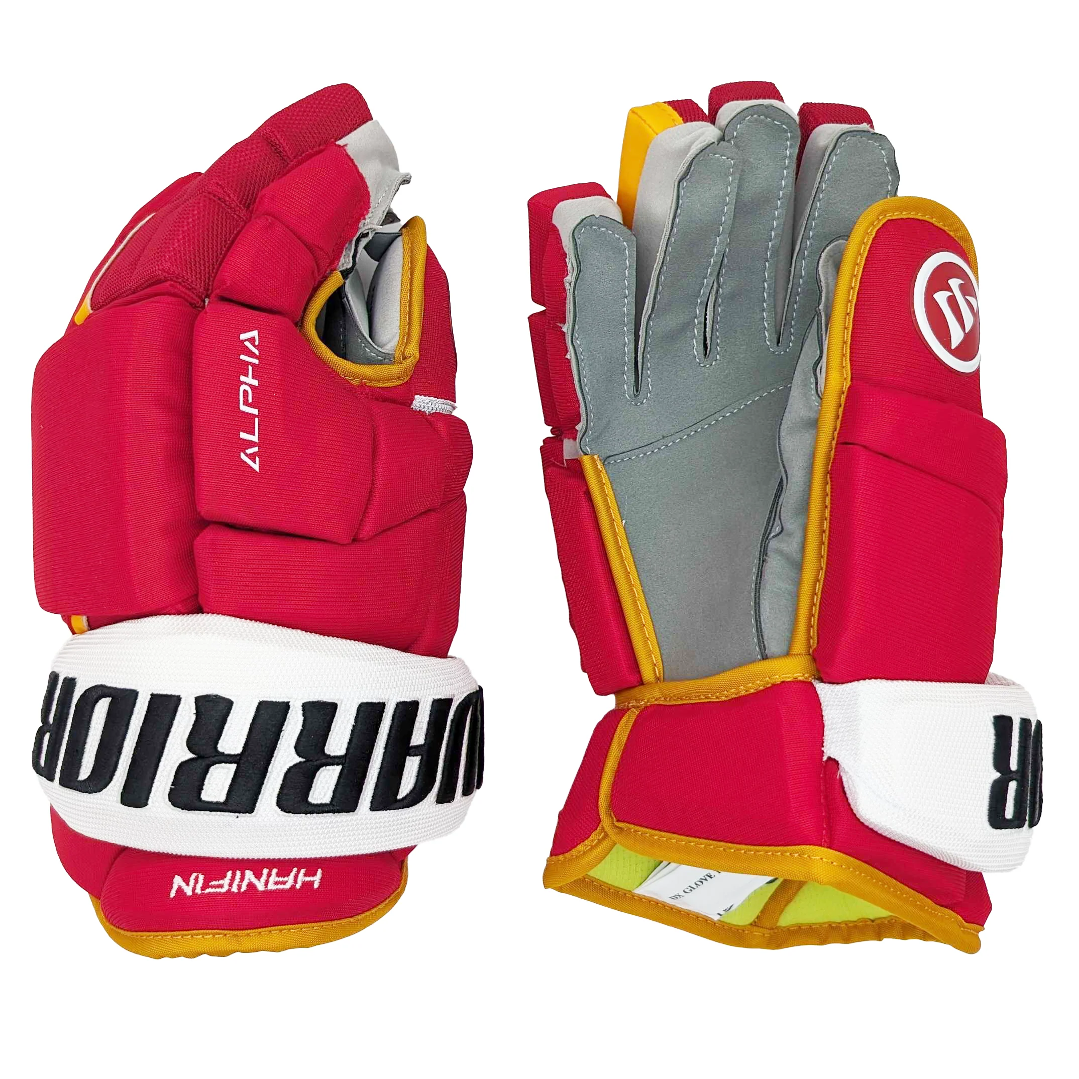 Warrior Alpha DX - NHL Pro Stock Glove - Noah Hanifin (Red/Yellow/White)