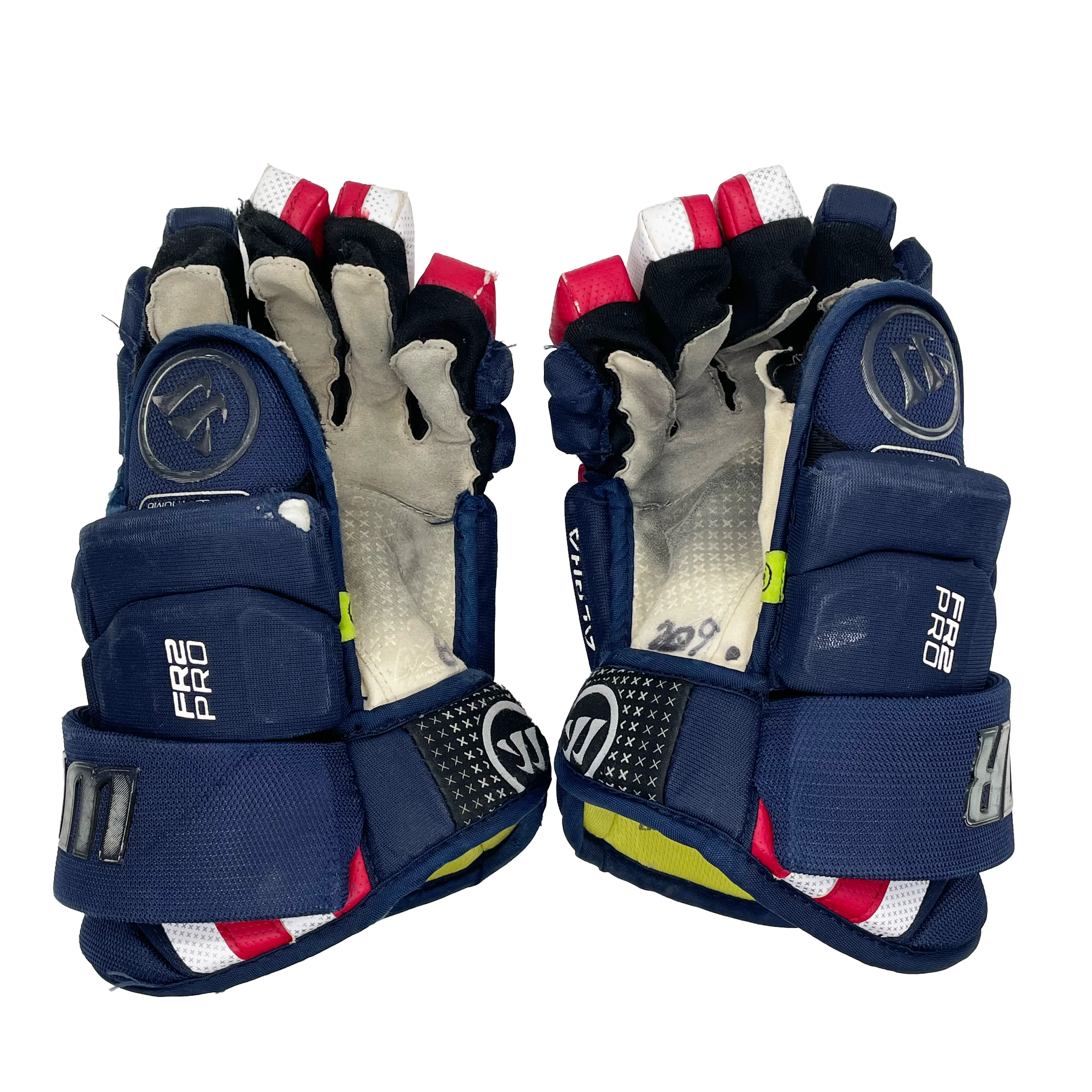 Warrior Alpha FR Pro - Used Pro Stock Hockey Glove (Navy/Red/White) - Image 2
